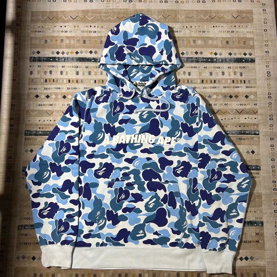 image of Bape Abc Camo Full Zip Hoodie in Blue, Men's (Size XL)