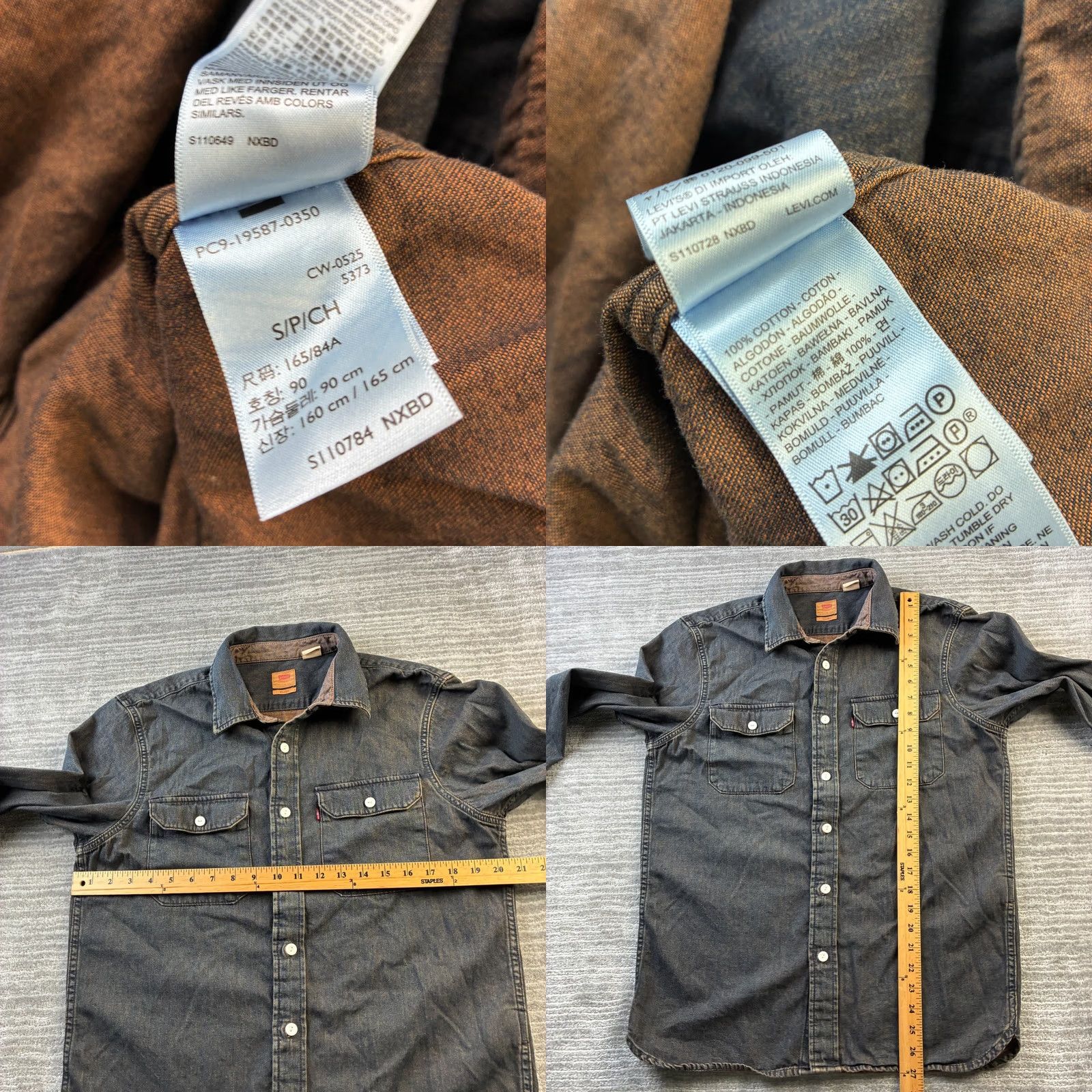 Levi's Levi's Shirt Mens Small Black Patina Dye Twill Worker Button Denim Double Pocket Size US S / EU 44-46 / 1 - 8 Thumbnail