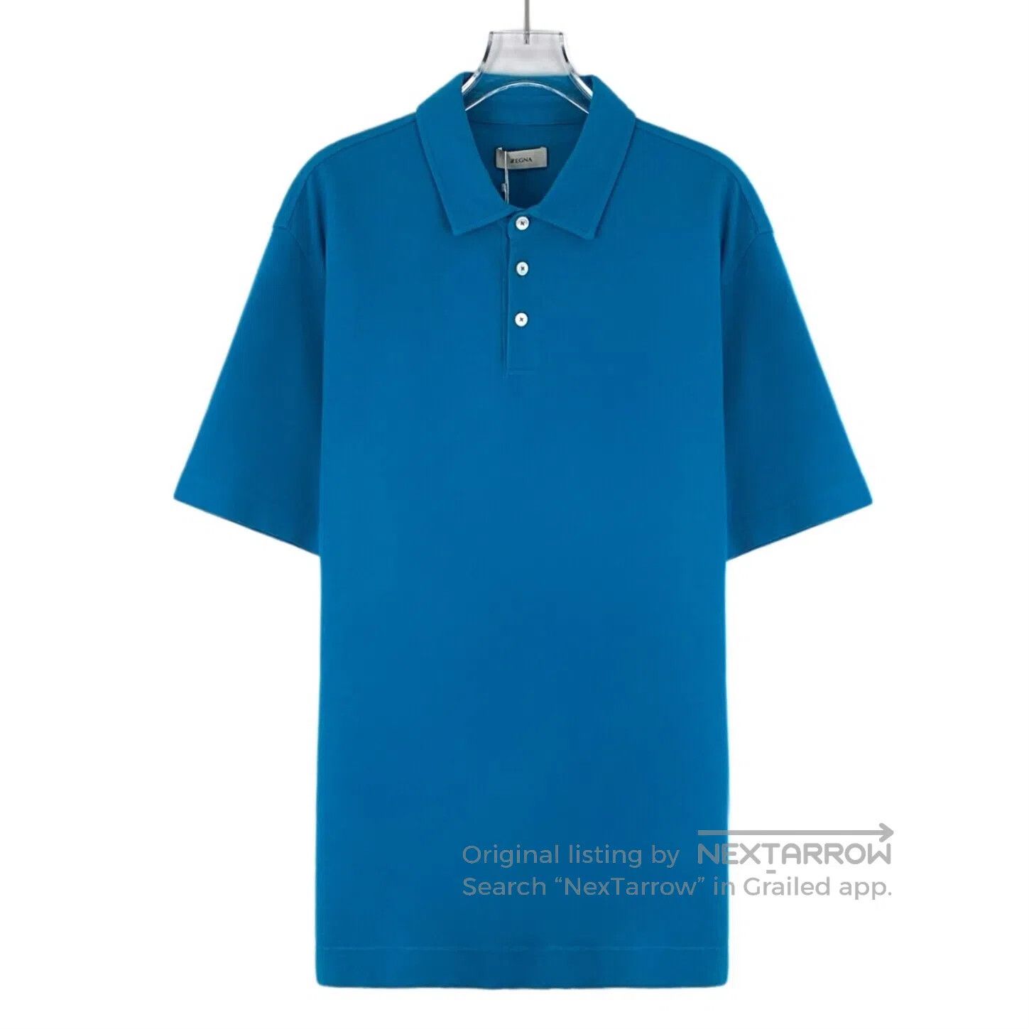 Ermenegildo Zegna Zegna Blue Logo Letter Embroidery Cotton Collar Short Slee Size US XL / EU 56 / 4 - 1 Thumbnail