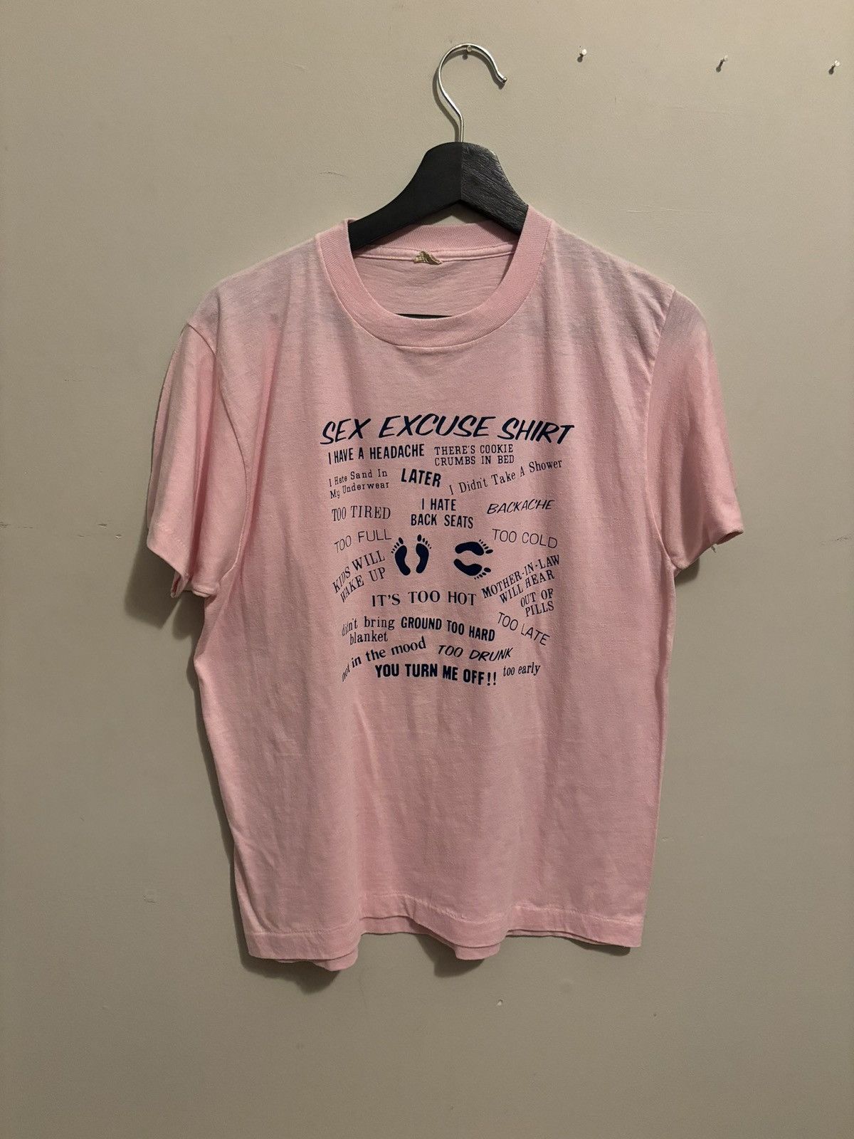 Vintage 80s Sex Excuse Humor Graphic Text Tee Size US L / EU 52-54 / 3 - 1 Thumbnail