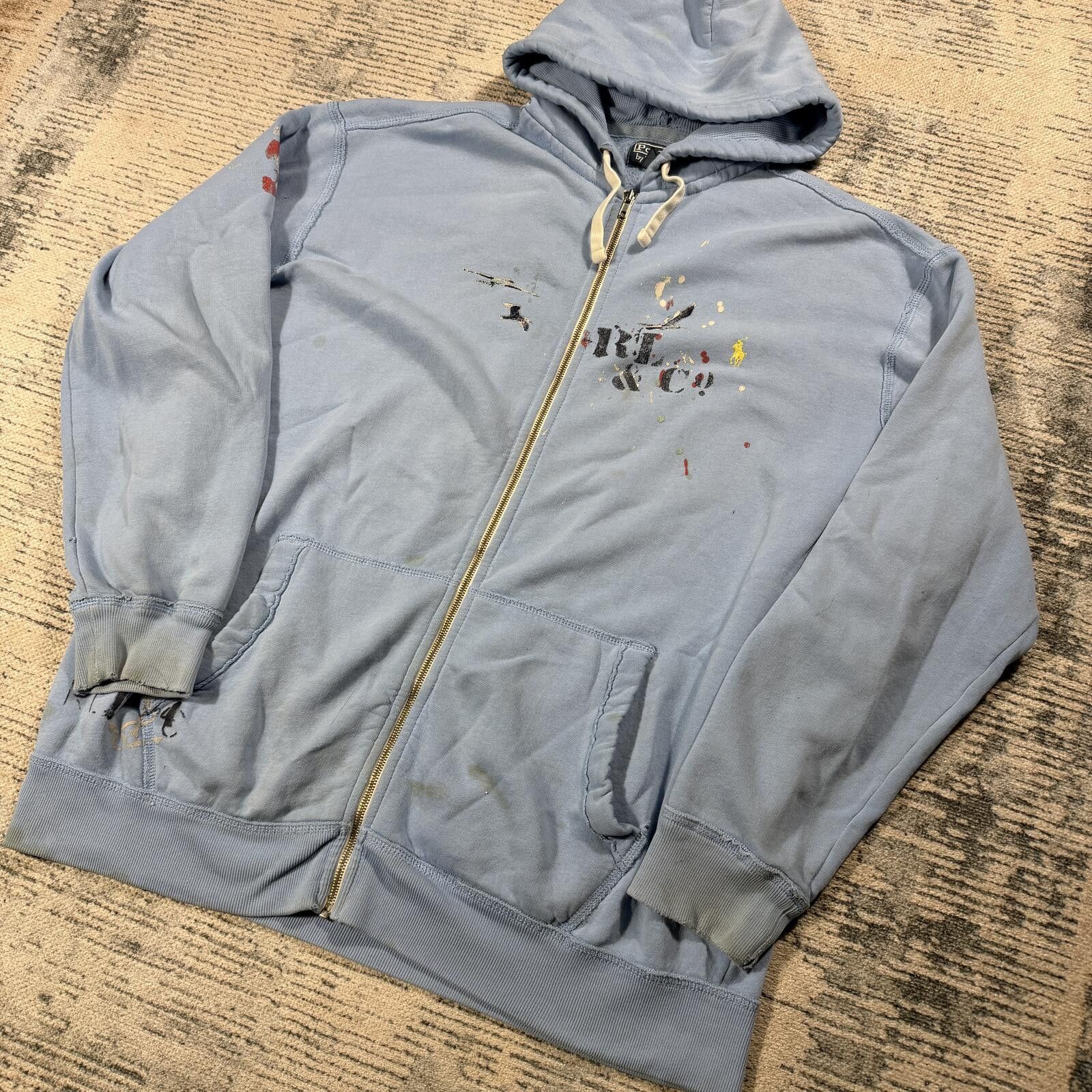 Polo Ralph Lauren Polo Ralph Lauren Thrashed Zipup Hooded Sweatshirt Size US XXL / EU 58 / 5 - 2 Thumbnail