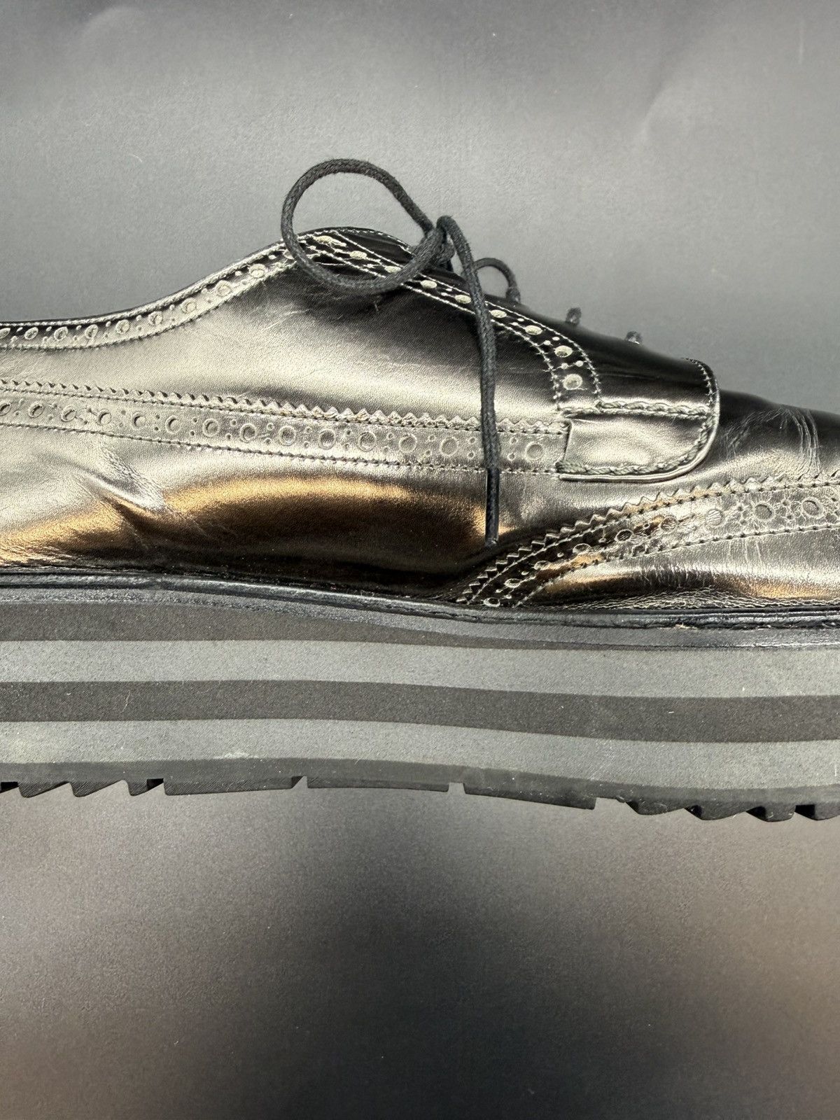 Prada PRADA Metallic Leather Platform Wingtip Brogue Oxford-US 11 Size US 11 / EU 44 - 11 Thumbnail