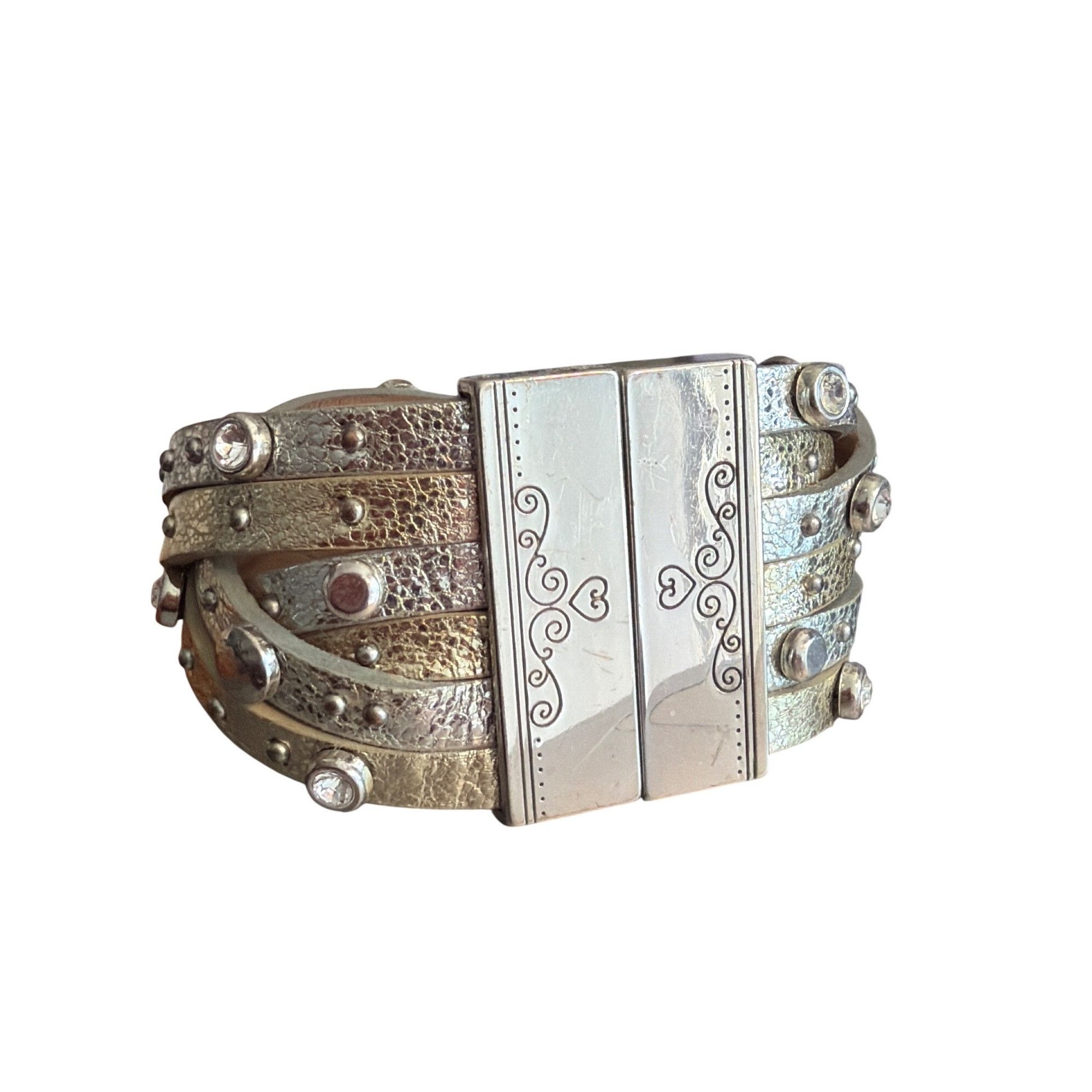 Brighton Brighton Gold Silver Tone Leather Braided Wrap Bracelet Silv Size ONE SIZE - 2 Thumbnail