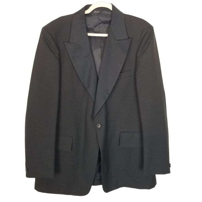 After Six VTG After Six Mens 46L Black Satin Peak Lape Blazer | Grailed