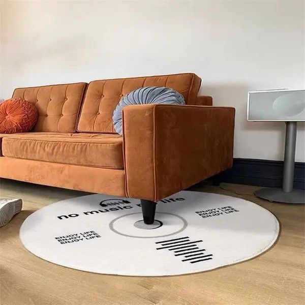 Carhartt × Handmade Vintage Art "Record" Carpet Cozy Soft Carpet Rug 80x80cm Size ONE SIZE - 2 Thumbnail