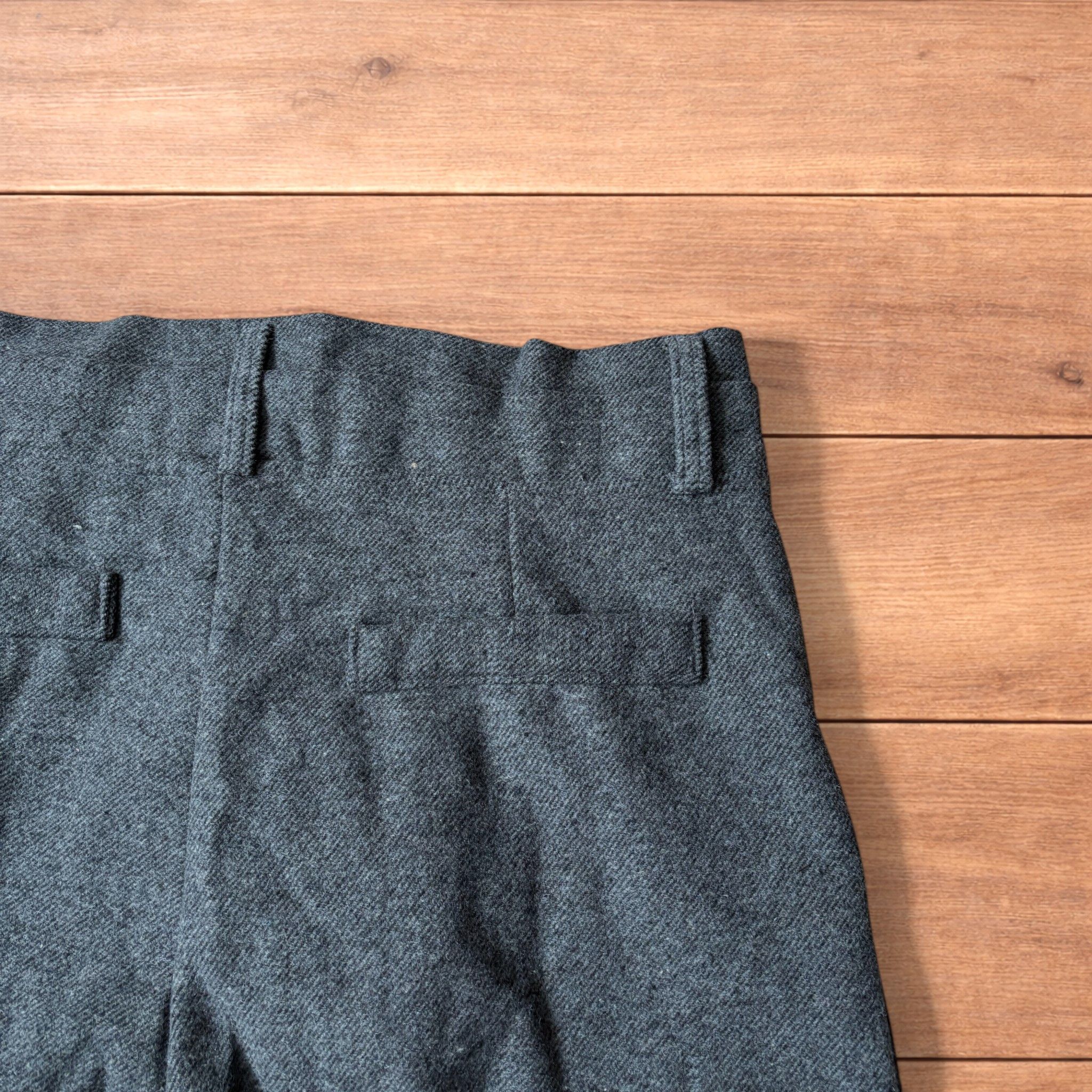 Japanese Brand Vintage wool style baggy wide leg tailored trousers in grey. Size US 34 / EU 50 - 4 Thumbnail