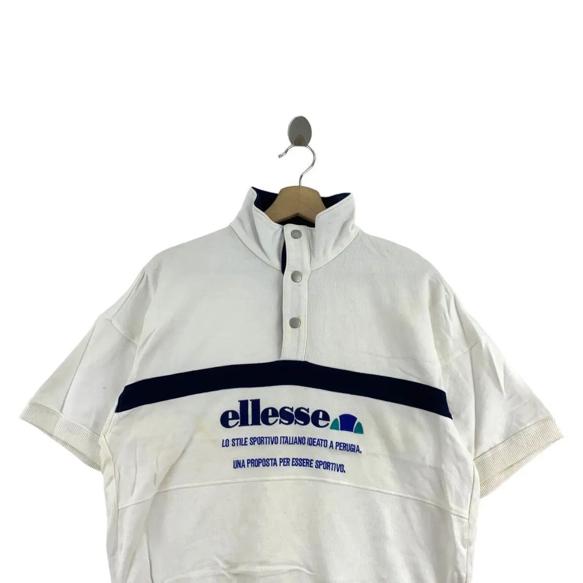 Ellesse Vintage ELLESSE PERUGIA ITALIA Half Button Cropped Top Size L / US 10 / IT 46 - 3 Thumbnail