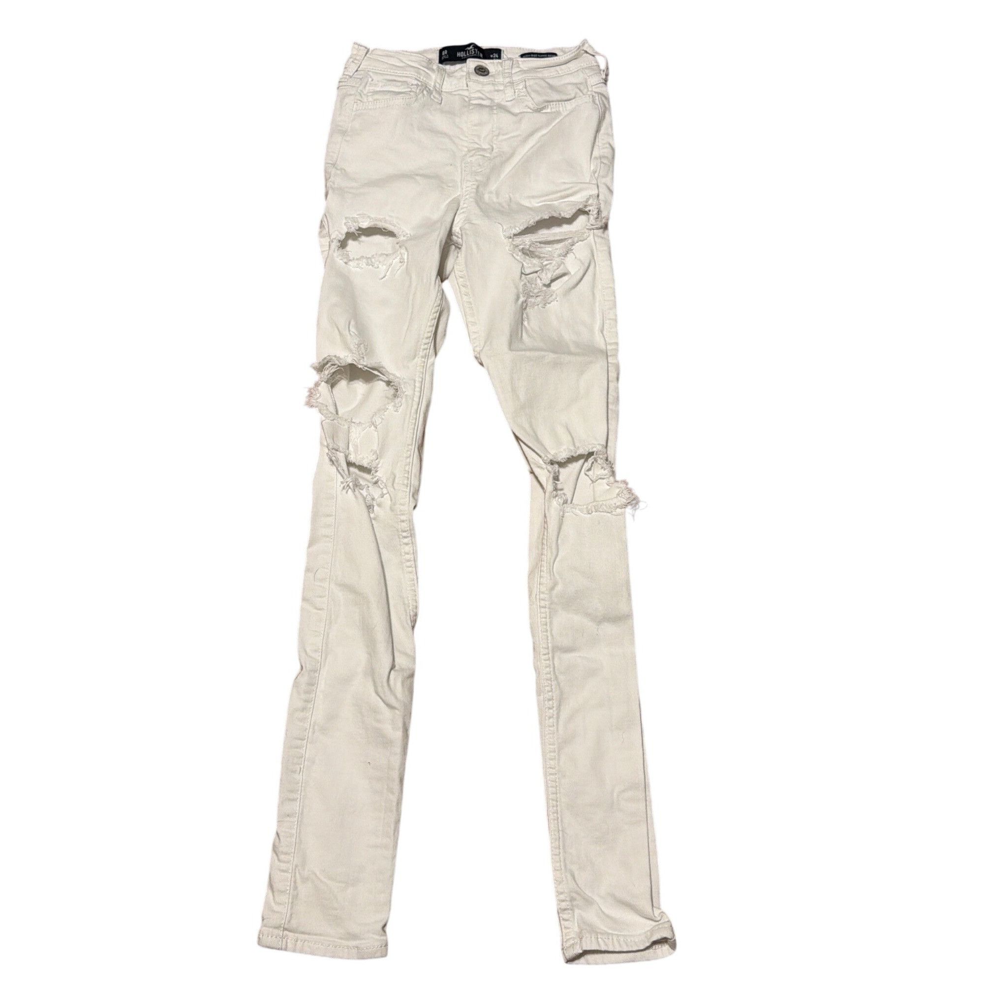 Hollister Hollister White High Rise Super Skinny Distressed Jeans Dest Size 22" - 1 Thumbnail