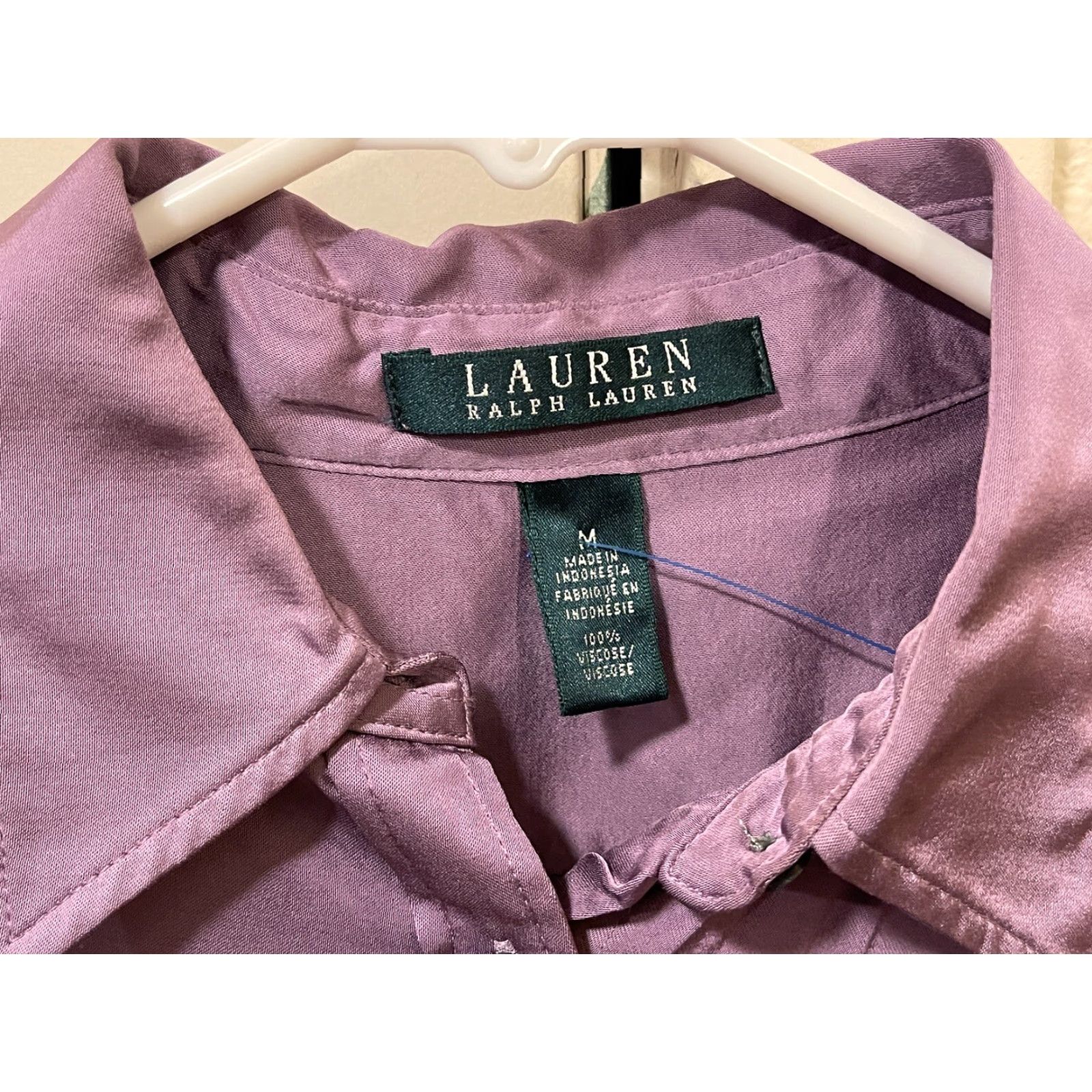 Ralph Lauren Lauren Ralph Lauren Blouse Women Purple Button Up M 100% Viscose SZ M Size M / US 6-8 / IT 42-44 - 2 Thumbnail