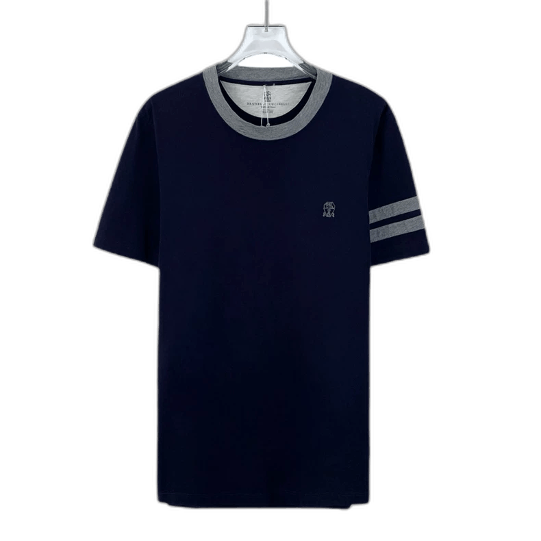 Brunello Cucinelli Brunello Cucinelli Navy Logo Cotton T-shirt Size US S / EU 44-46 / 1 - 1 Thumbnail