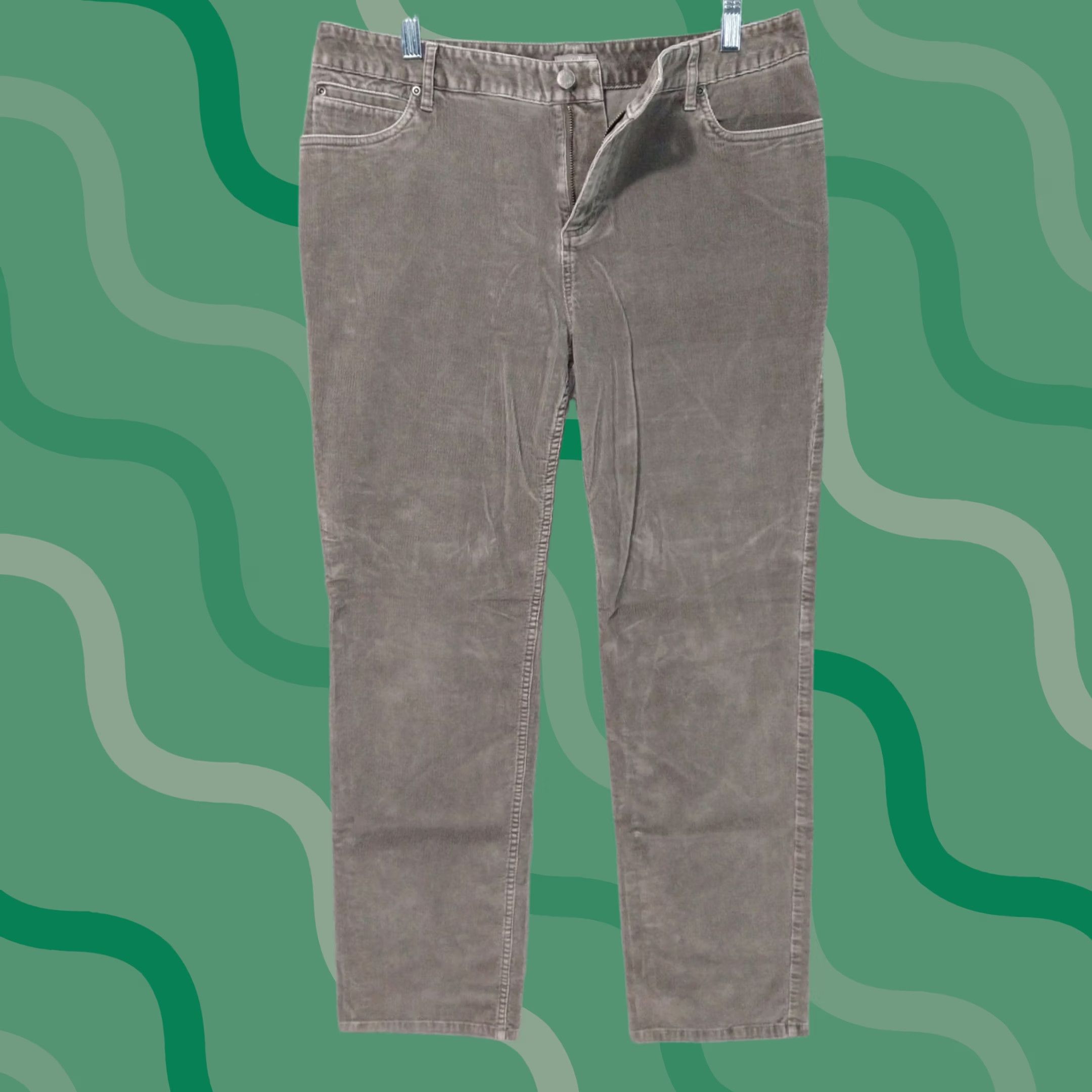 J. Jill J Jill Pants Women 12 Gray Corduroy Authentic Fit Flat Front Stretch Casual Chino Size 34" / US 12 / IT 48 - 1 Thumbnail