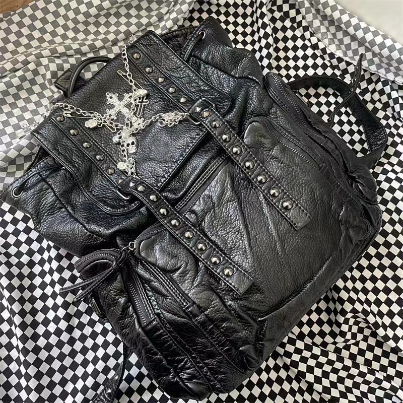 image of Vintage Black Punk Rivet Bag, Women's