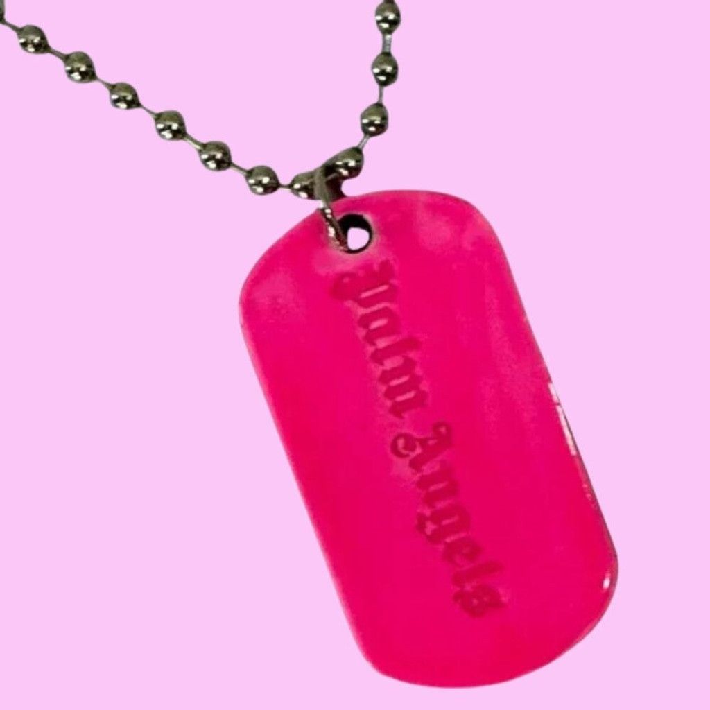 Palm Angels PALM ANGELS Women's Logo-engraved Dog Tag Necklace in Fuscia Size ONE SIZE - 2 Thumbnail
