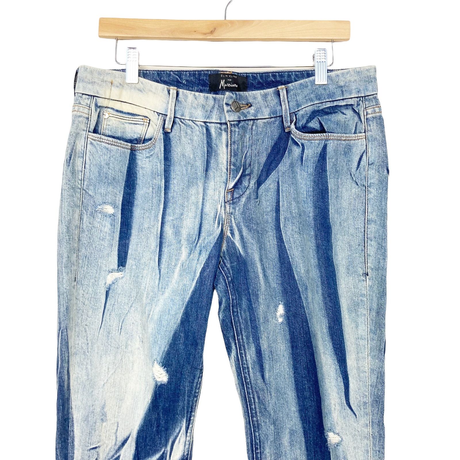 Georges Marciano Elin Kling for Marciano Two Tone Distressed Jeans Sz 29 Size 29" - 2 Thumbnail