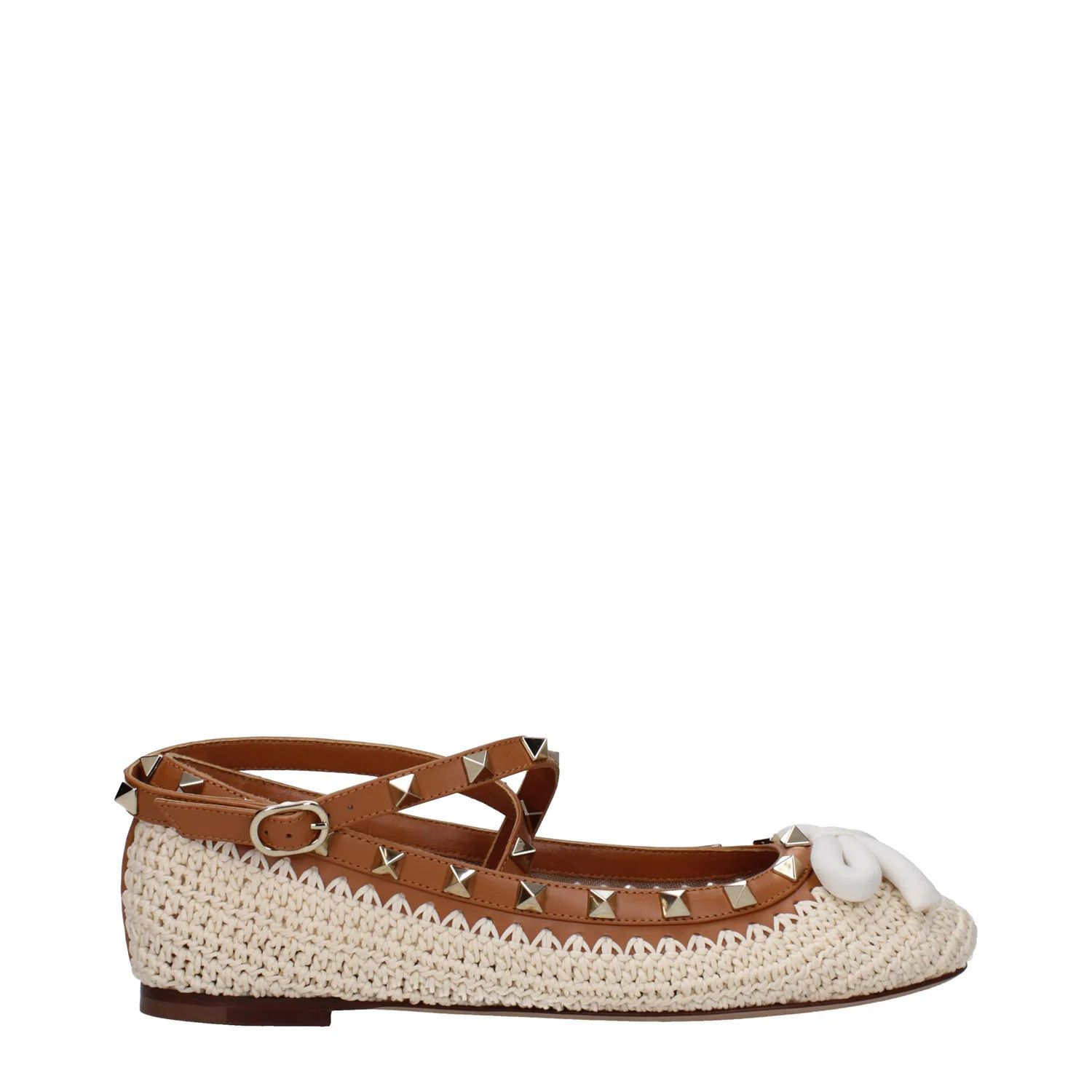 Valentino ob1o1e1224 Raffia Ballet Flats in Beige/Brown Size US 6 / IT 36 - 1 Thumbnail