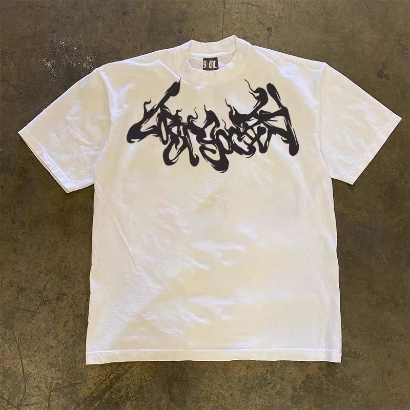 Japanese Brand Street Printed Short Sleeve T Shirt White Loose Size US M / EU 48-50 / 2 - 2 Thumbnail