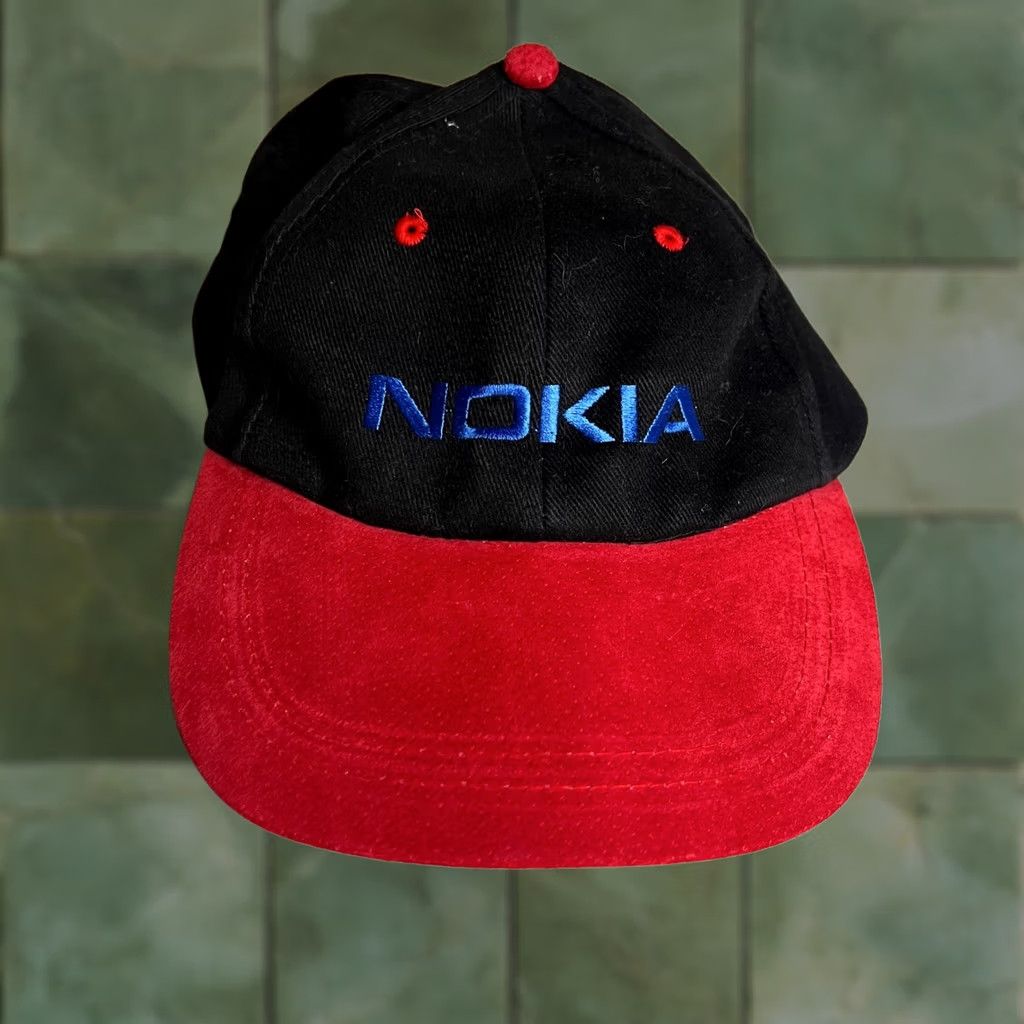 Velour VINTAGE Nokia DHL Black Red Velour Embroidered Promo Hat Adjustable Cap Size ONE SIZE - 1 Thumbnail