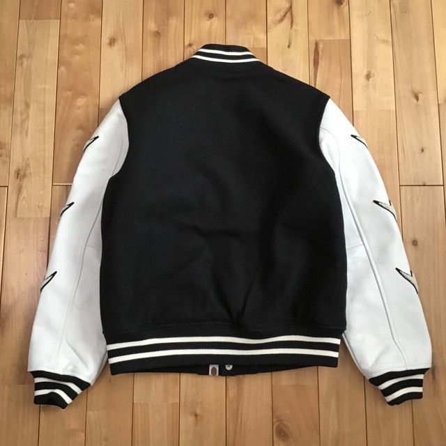 Bape Leather Sleeve BAPE STA LOGO varsity jacket a bathing ape Size US M / EU 48-50 / 2 - 2 Thumbnail
