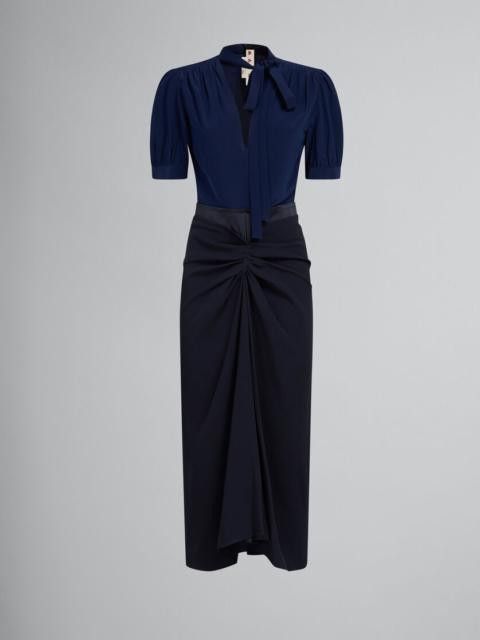 Marni oc11z0525 Crepe De Chine Dress in Blue Size L / US 10 / IT 46 - 1 Thumbnail