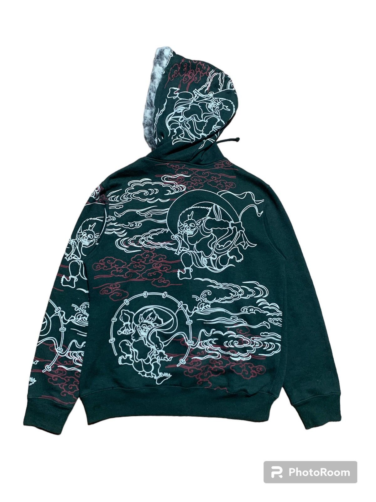 If Six Was Nine × Japanese Brand × Le Grande Bleu (L.G.B.) Sukajan fujin raijin fur hoodie over printed japanese style Size US L / EU 52-54 / 3 - 2 Thumbnail
