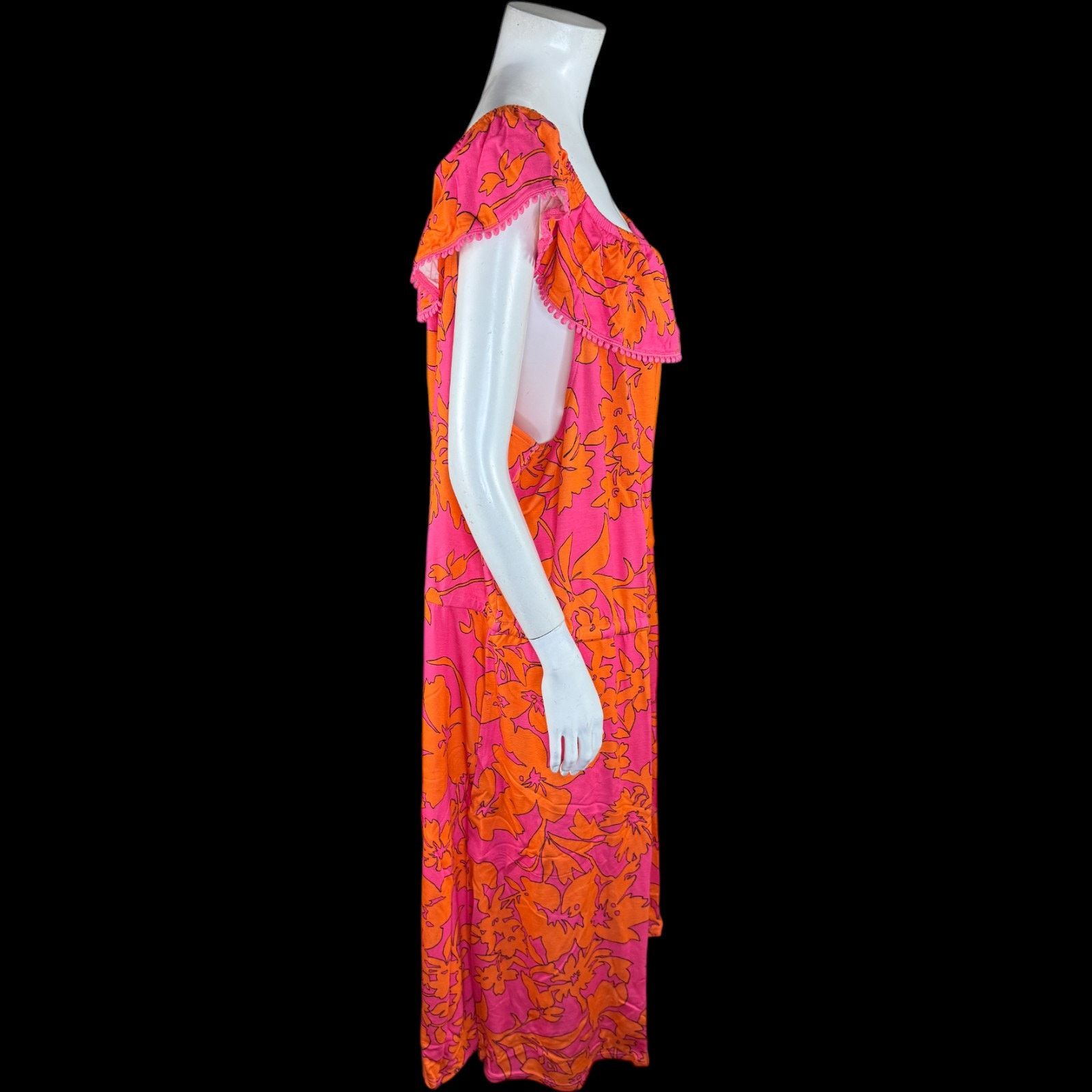 Isaac Mizrahi Isaac Mizrahi Live! Printed Off the Shoulder Dress Pink 2X Size XXL / US 16-18 / IT 52-54 - 10 Thumbnail