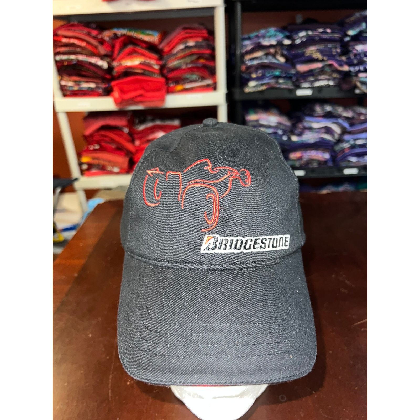 Vintage Vintage Bridgestone Hat Black Red Racing Race Car Cap OS Size ONE SIZE - 1 Thumbnail
