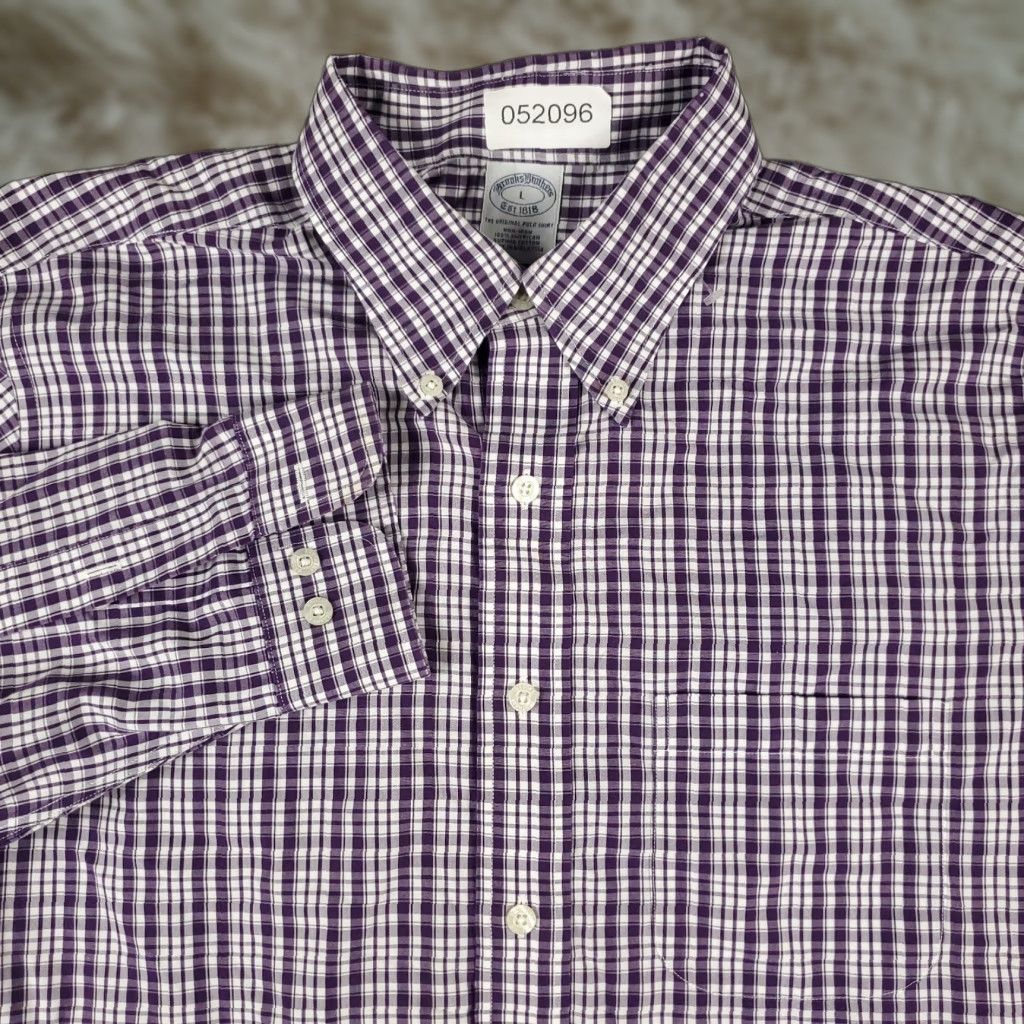 Brooks Brothers VINTAGE? No. Brooks Brothers Shirt Mens Large Purple Plaid Button-Up Long Sleeve - Classic Preppy Cotton Shirt Adult Large Purple Plaid Mens Size US L / EU 52-54 / 3 - 1 Thumbnail