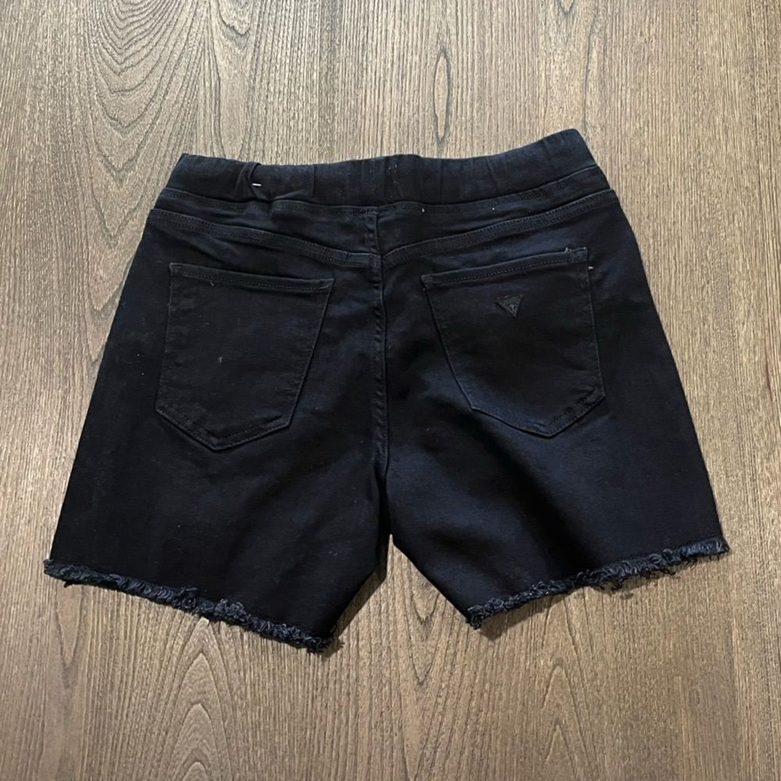 Guess NWOT Guess Black Distressed Denim Shorts Drawstring Size XS Size 24" / US 00 / IT 34 - 3 Thumbnail