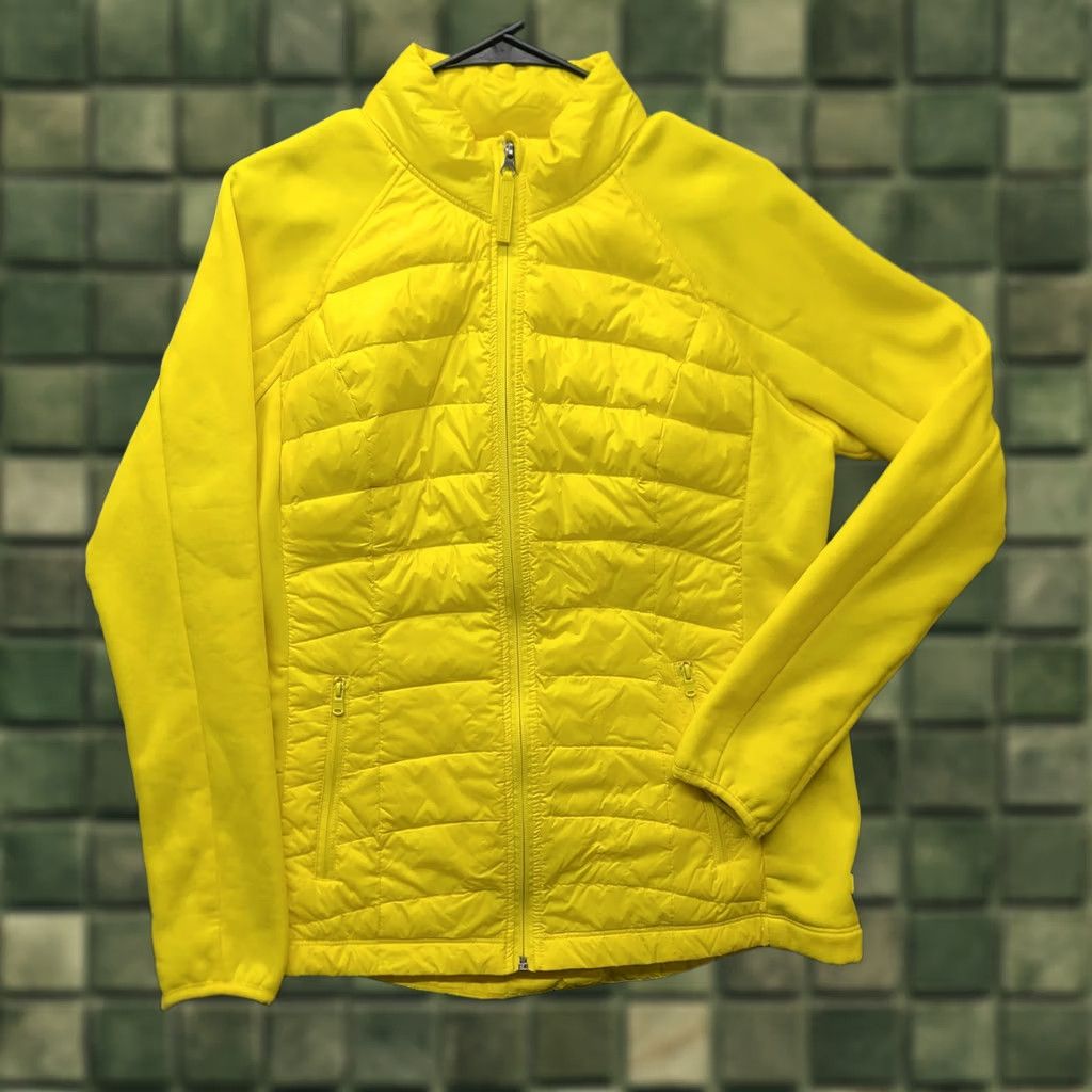 Calvin Klein Calvin Klein Performance Down Jacket Womens L Puffer Activewear Athleisure Yellow Zip Hooded Quilted Logo Regular Coat/Outerwear Jacket Size L / US 10 / IT 46 - 1 Thumbnail