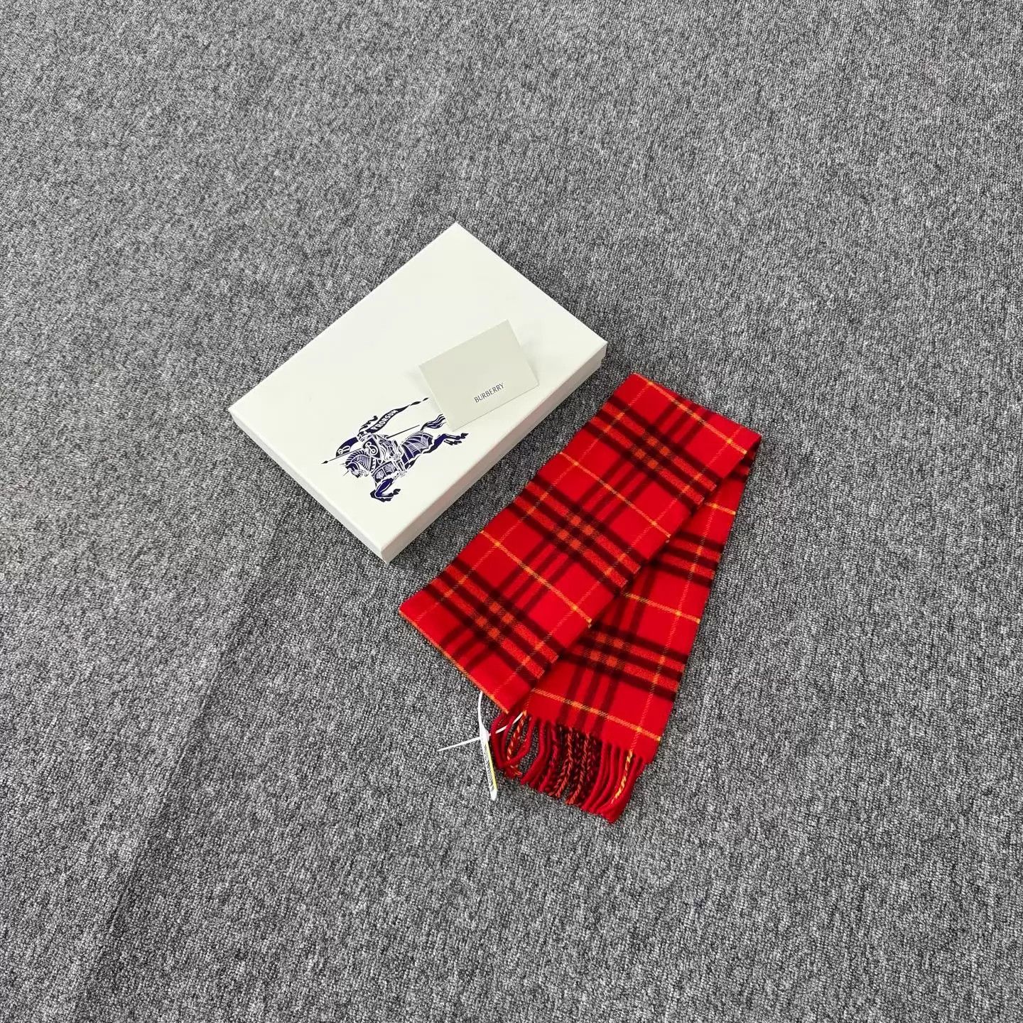 Burberry Burberry 26 Red Colorblock Check Cashmere Scarf 99New Size ONE SIZE - 2 Thumbnail
