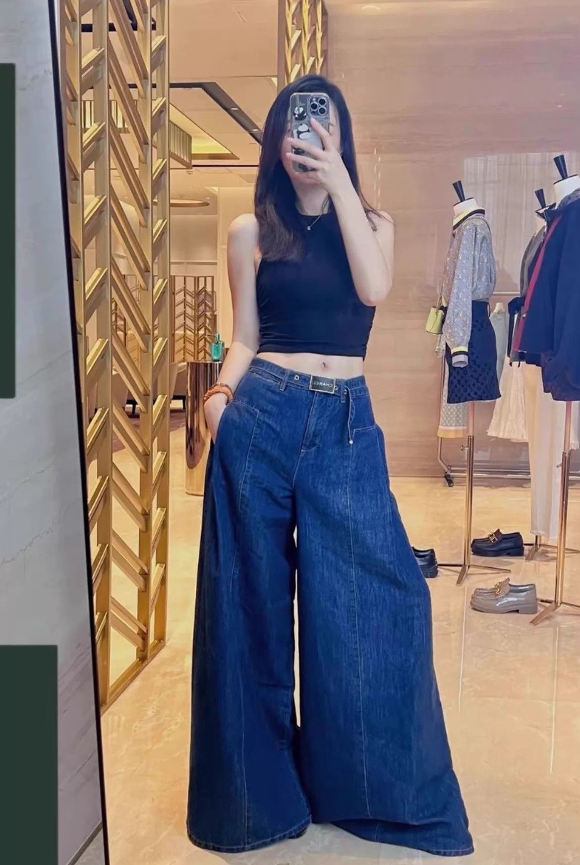 Chanel Chanel 23S Belted Denim Wide-Leg Pants 38 98 New Size 27" / US 4 / IT 40 - 7 Thumbnail