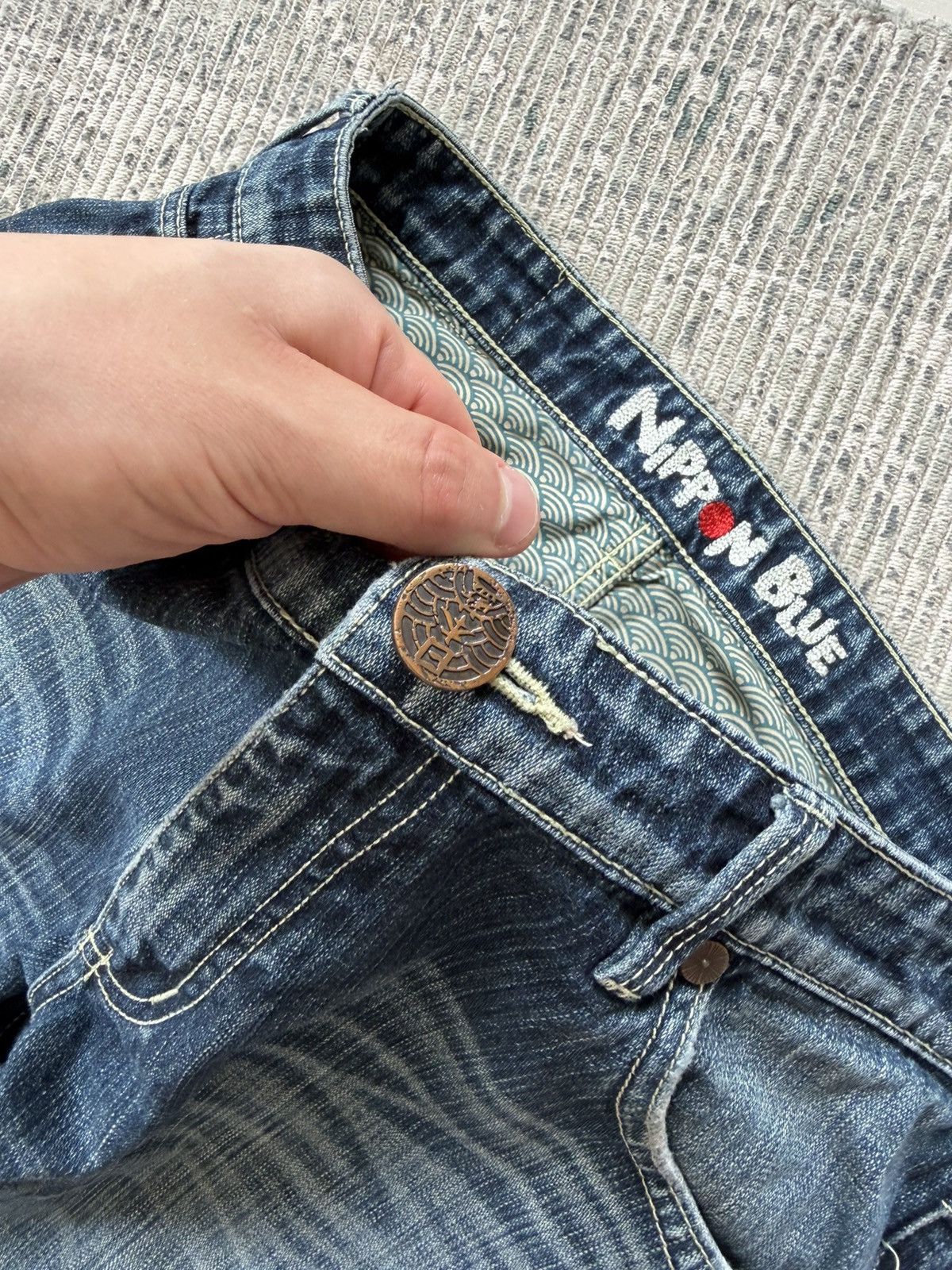 Japanese Brand Vintage Nippon Blue Japanese Flared Embroidery Pocket Evisu Size US 34 / EU 50 - 5 Thumbnail