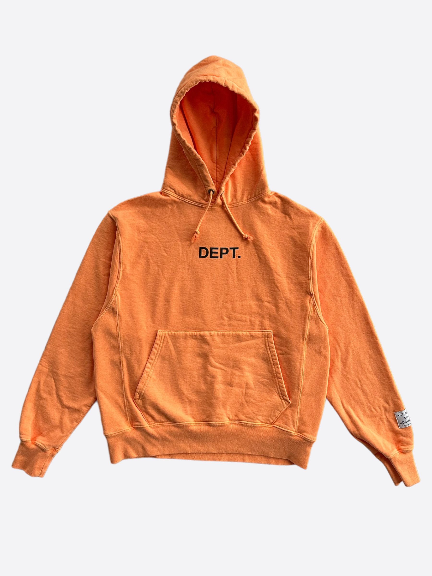 image of Gallery Dept Orange & Black Logo Hoodie, Men's (Size Medium)