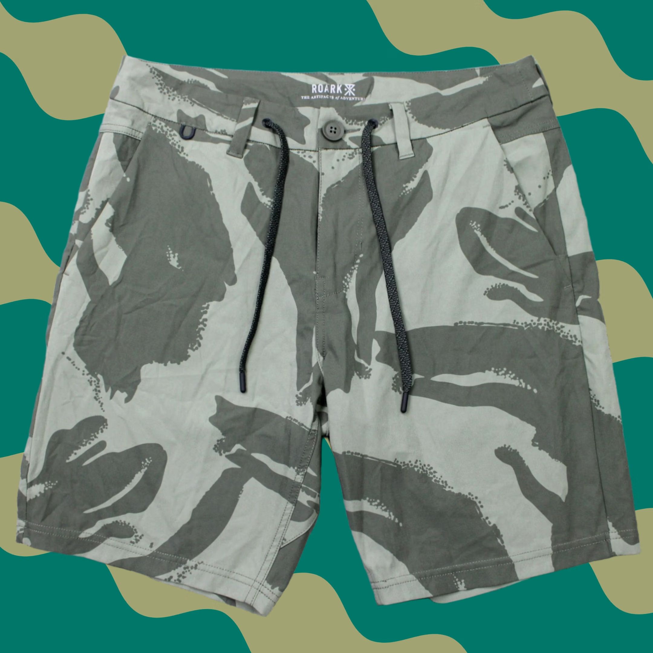 Roark Roark Men 30 Green Camo Explorer 2.0 Shorts Drawstring Pockets Stretch Chino Utility Size US 30 / EU 46 - 1 Thumbnail