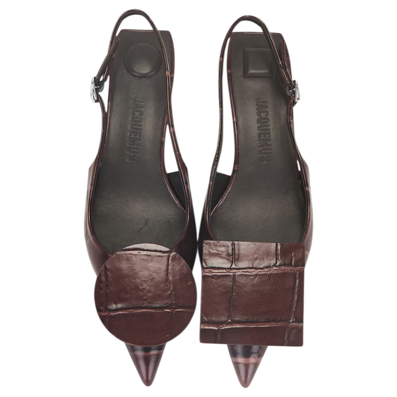 Jacquemus Jacquemus Les Duelo Slingback Pump Croc Emboss Brown 38 Size US 7.5 / IT 37.5 - 3 Thumbnail