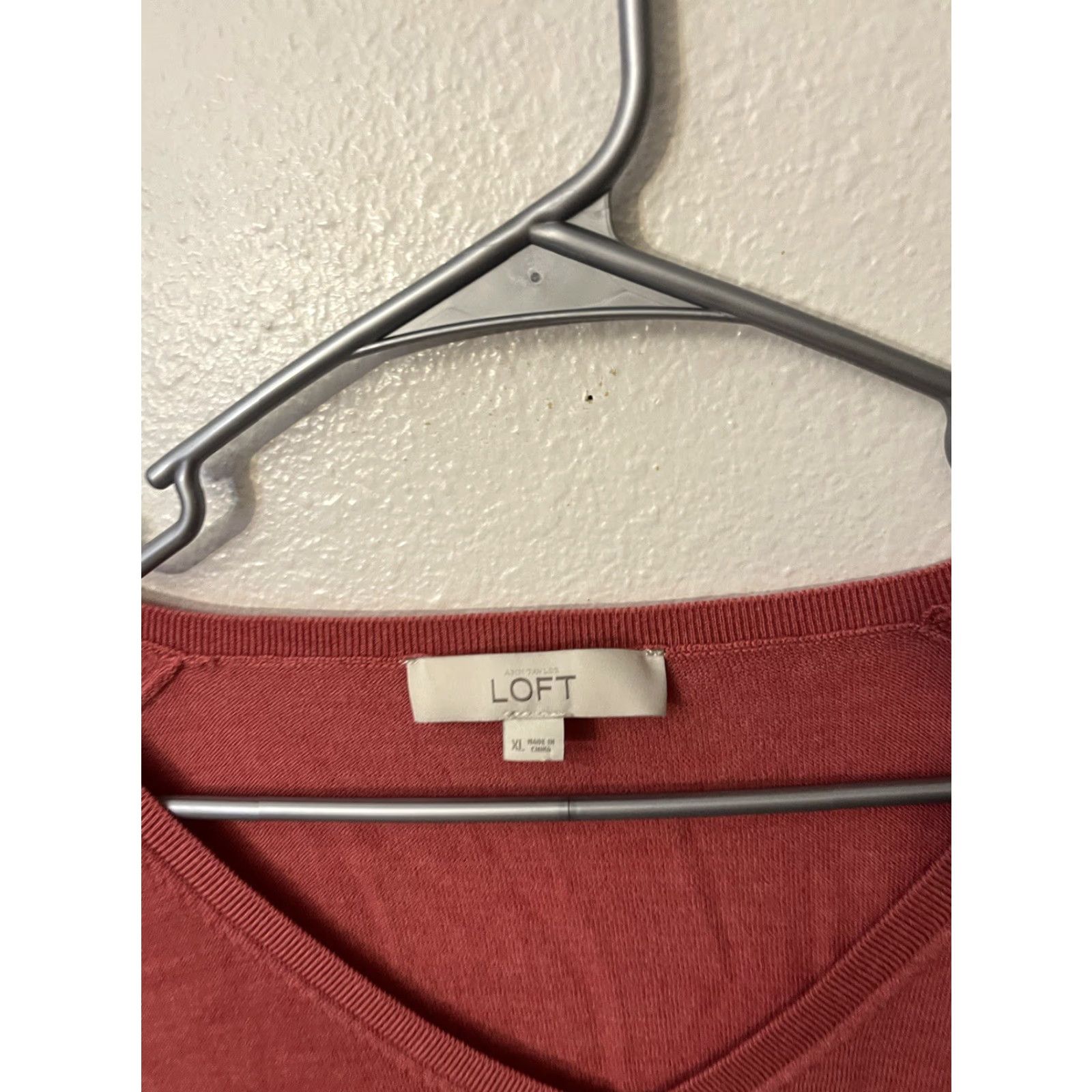 Loft LOFT Ann Taylor Knit Sweater Long Sleeve V-Neck Salmon Pink XL Women's Pullover Casual Lightweight 100% Cotton Size XL / US 12-14 / IT 48-50 - 3 Thumbnail