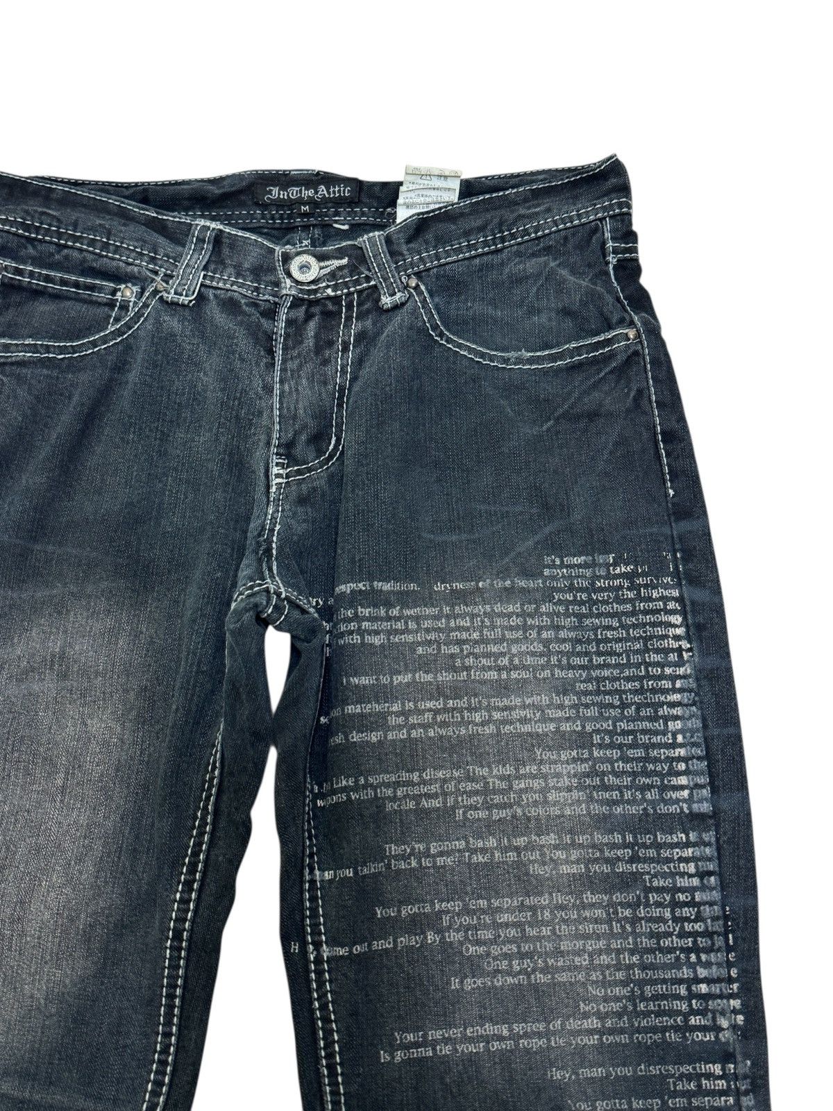 Hysteric Glamour In the Attic Printed Poem Claw Mark Distressed Denim Size US 29 - 5 Thumbnail