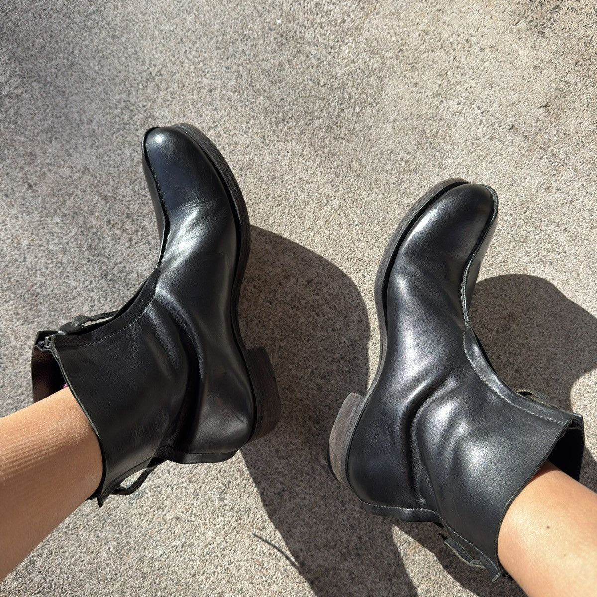 Ma+ M.a+ black leather double-zip boots, fits Size 42.5 Size US 9 / EU 42 - 2 Thumbnail