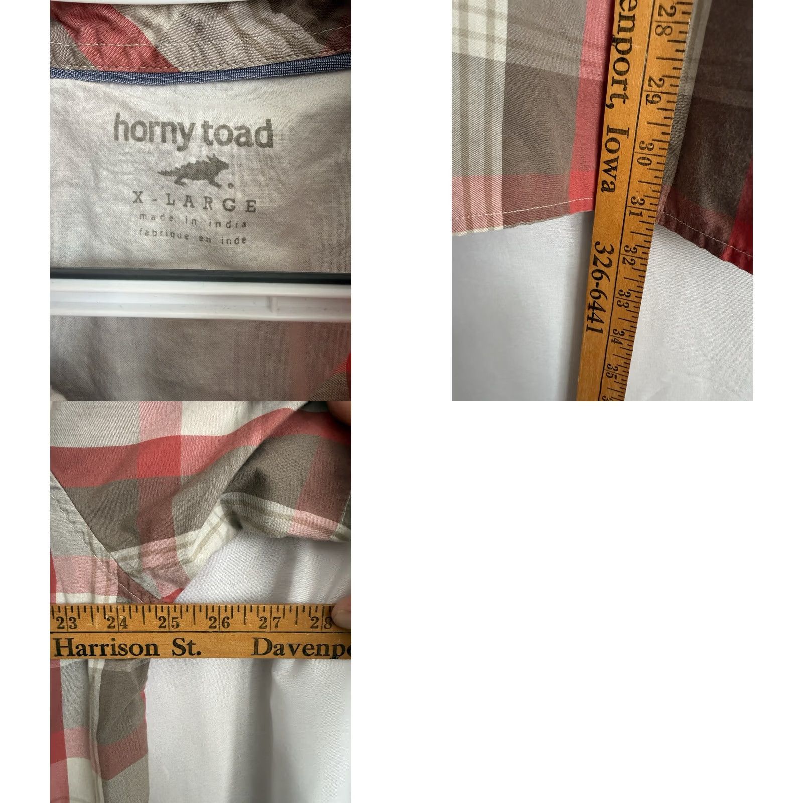 Vintage Horny Toad Men's Plaid Button Up Shirt XL Hike Camp Outdoor Vacation Fish Orange Tan Size US XL / EU 56 / 4 - 8 Thumbnail
