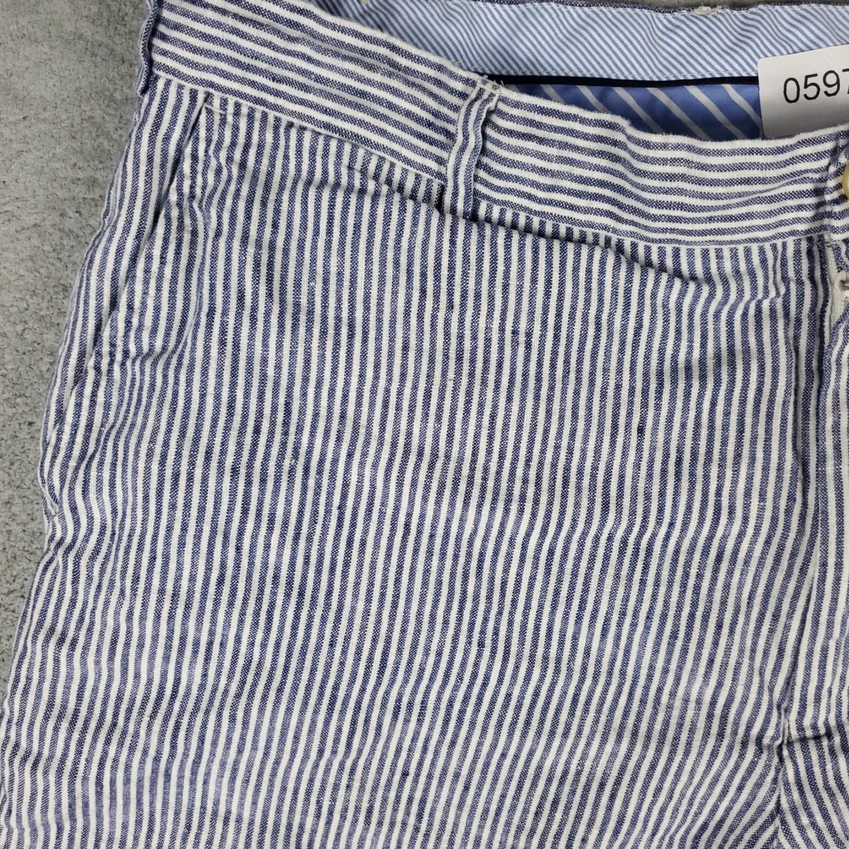 Peter Millar VINTAGE Peter Millar Shorts Men 36 Blue Striped Linen Flat Front Chino Casual Summer Size US 36 / EU 52 - 2 Thumbnail