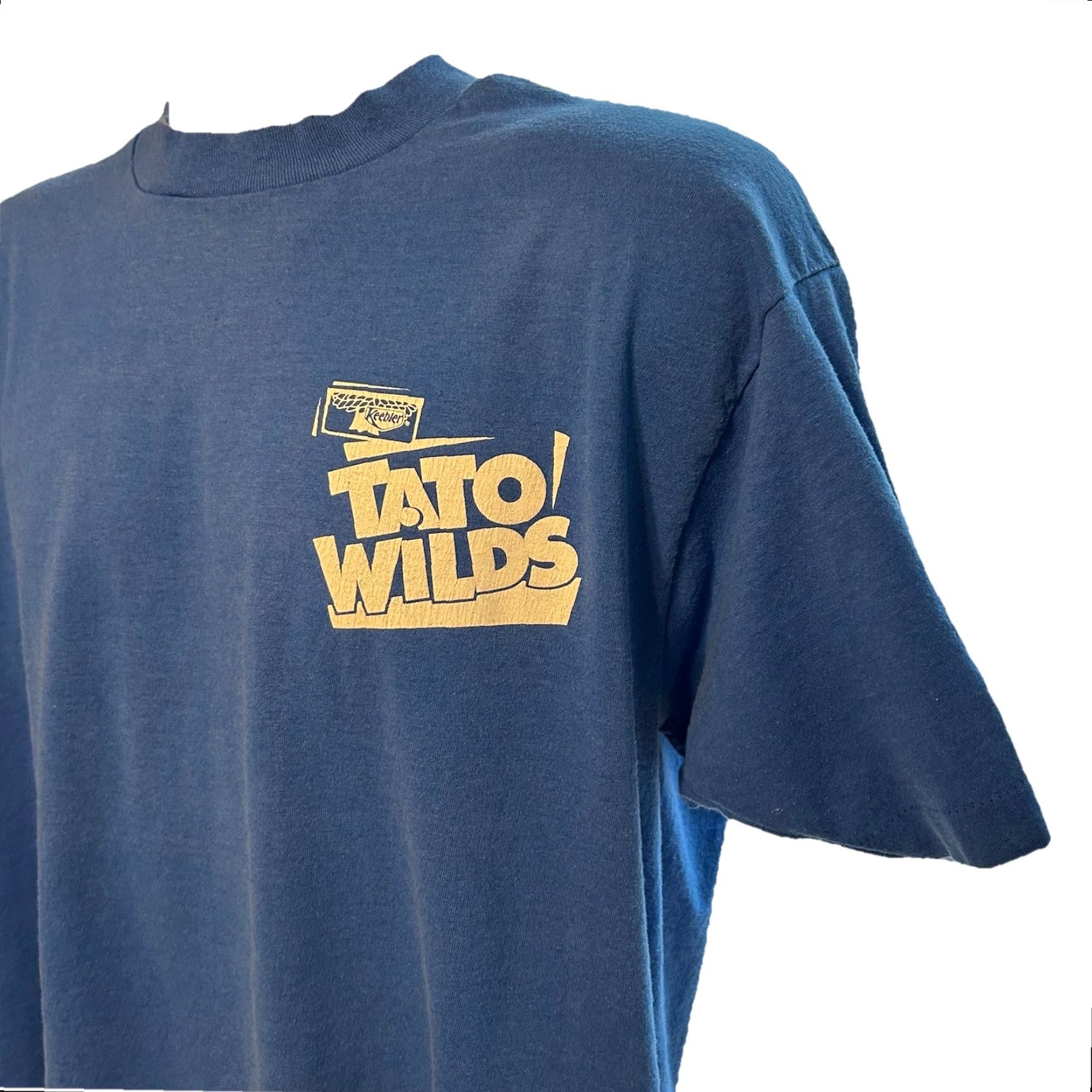 Fruit Of The Loom VINTAGE 90s Keebler Tato Wild Shirt Men XL Blue Double-Sided Knit Cotton 1990s Promotional Keebler Logo USA Men XL Blue Shirt Size US XL / EU 56 / 4 - 2 Thumbnail
