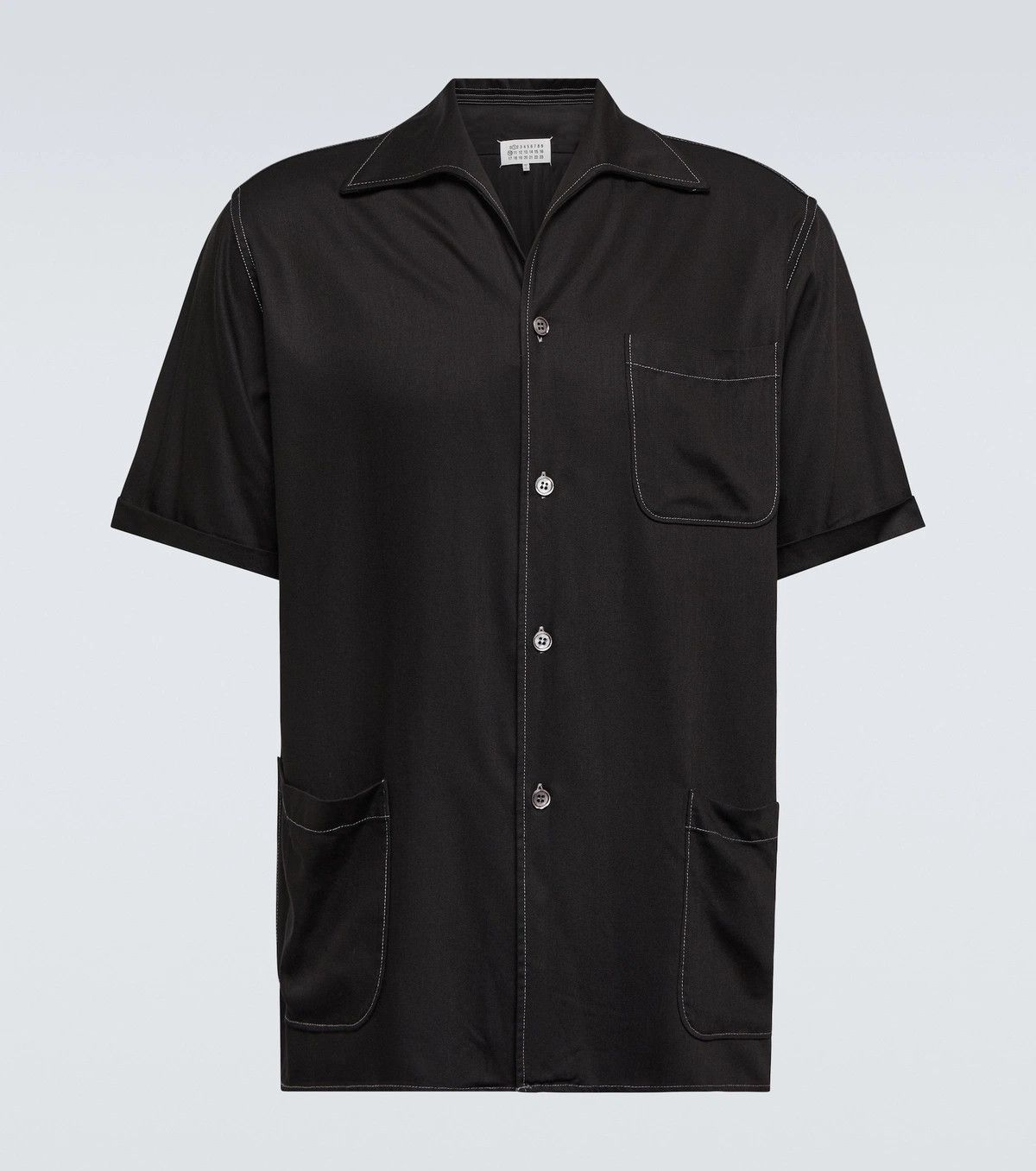 Maison Margiela o1w1db11225 Short-sleeve Tweed Shirt in Black Size US S / EU 44-46 / 1 - 1 Thumbnail