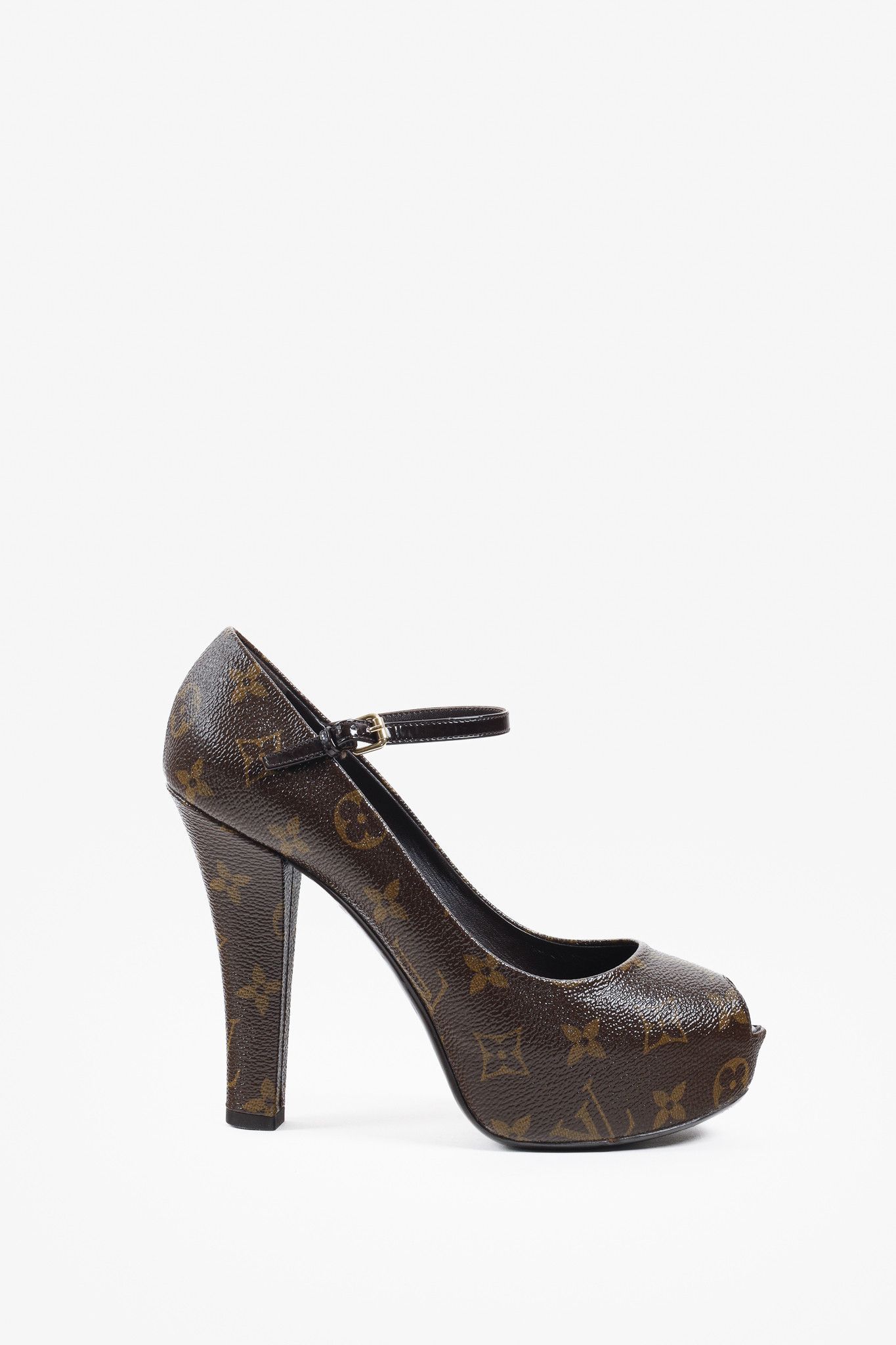 Louis Vuitton Louis Vuitton Brown Monogram Canvas Peep Toe Mary Jane Pumps Size US 6 / IT 36 - 1 Thumbnail