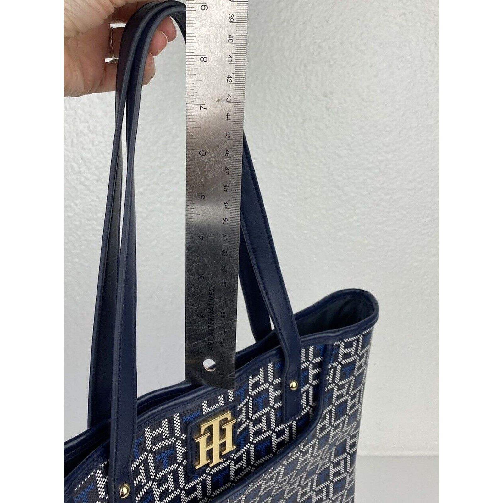Tommy Hilfiger Tommy Hilfiger Blue Tote Logo Monogram Purse Shoulder Bag Size ONE SIZE - 22 Thumbnail