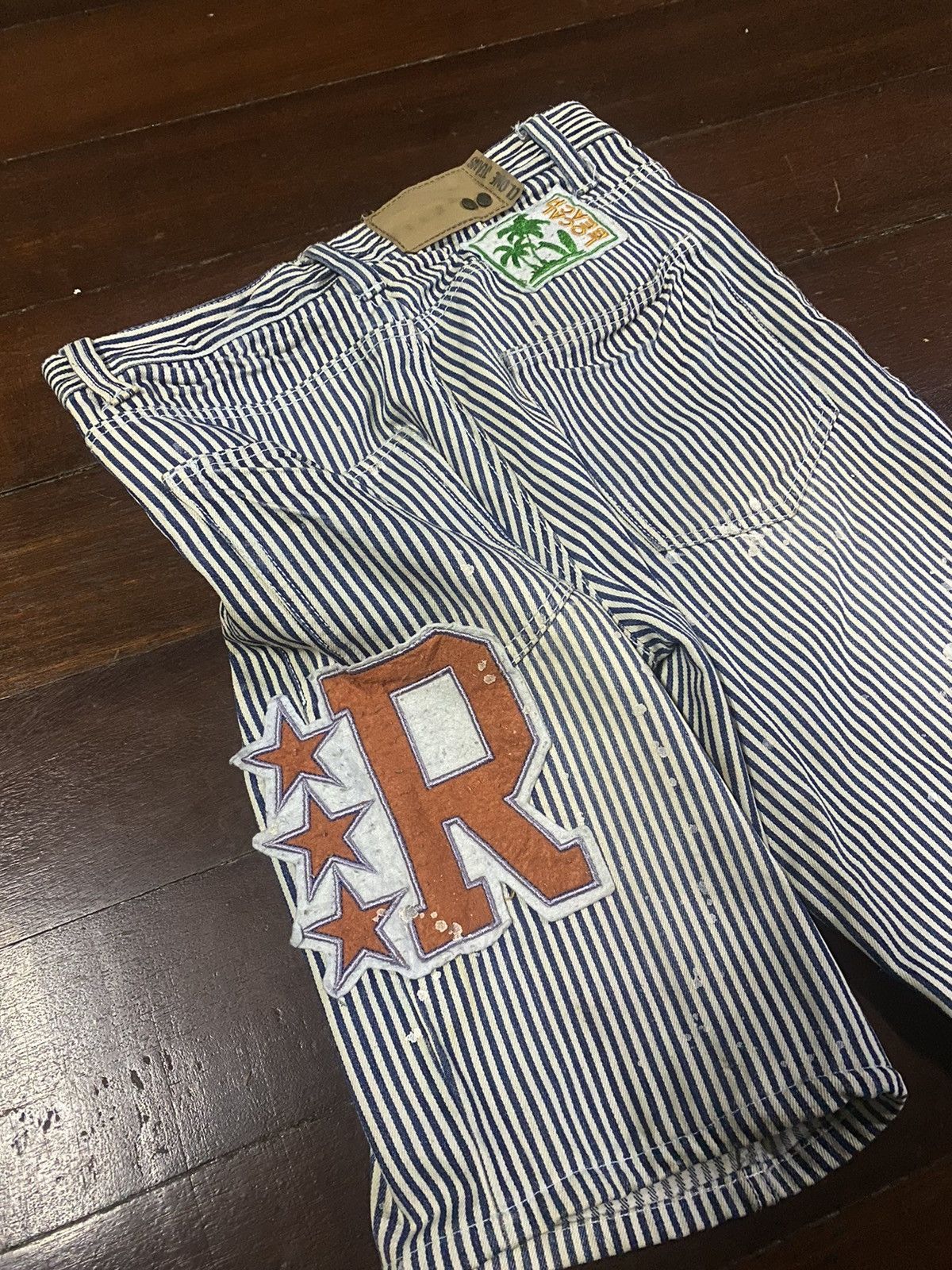 If Six Was Nine × Japanese Brand HICKORY STRIPED SHORT embroided patchwork Size US 31 - 9 Thumbnail