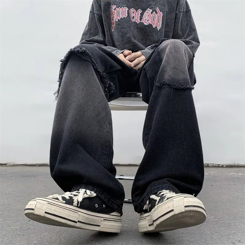 Japanese Brand Retro loose casual patchwork distressed jeans Size US 32 / EU 48 - 6 Thumbnail