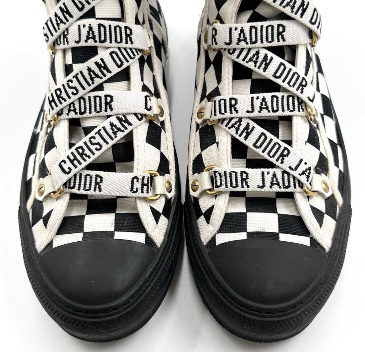 Dior Dior Black White Checkerboard Canvas Mid-Calf Boots K12 Size US 9 / IT 39 - 4 Thumbnail