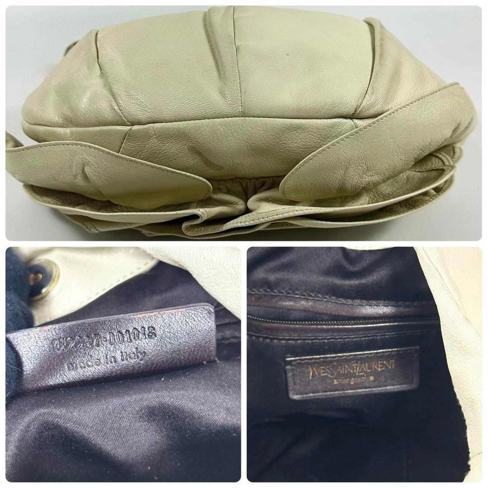 Yves Saint Laurent Yves Saint Laurent - Women's Ruffled Leather Handbag Size ONE SIZE - 8 Thumbnail
