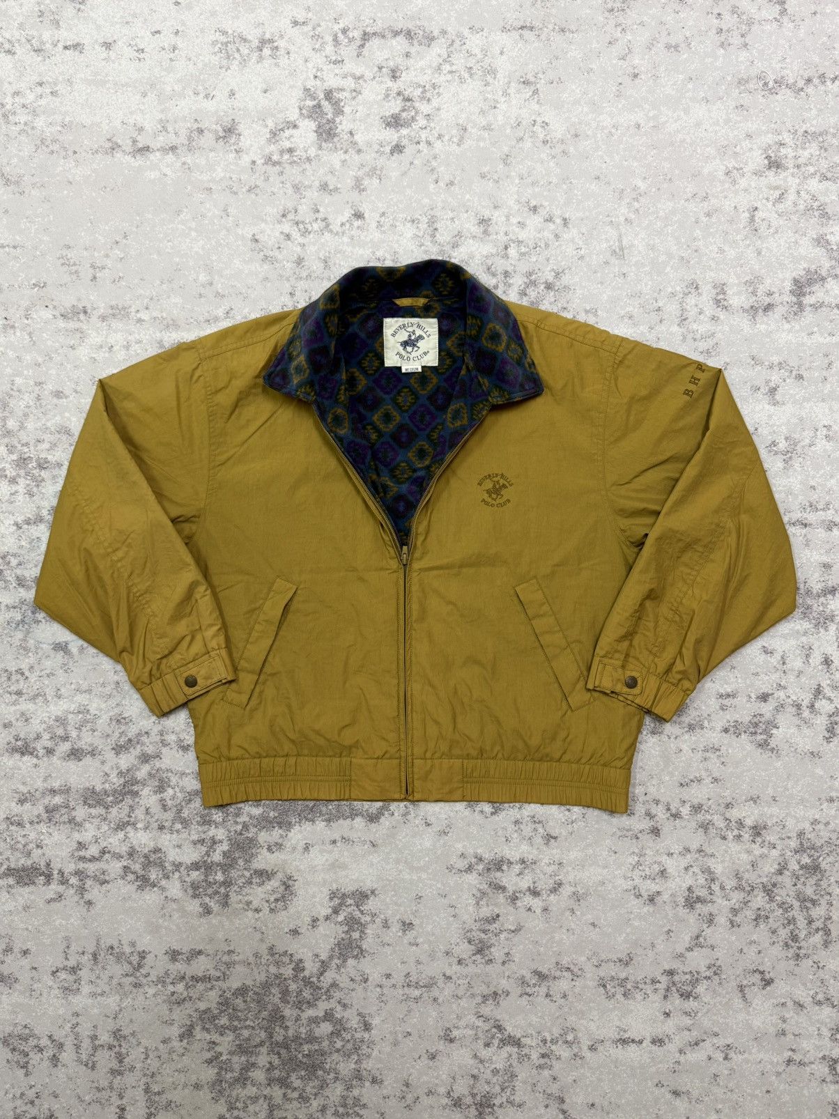Beverly Hills Polo Club Vintage BHPC mustard yellow patterned fleece lining jacket Size US M / EU 48-50 / 2 - 3 Thumbnail