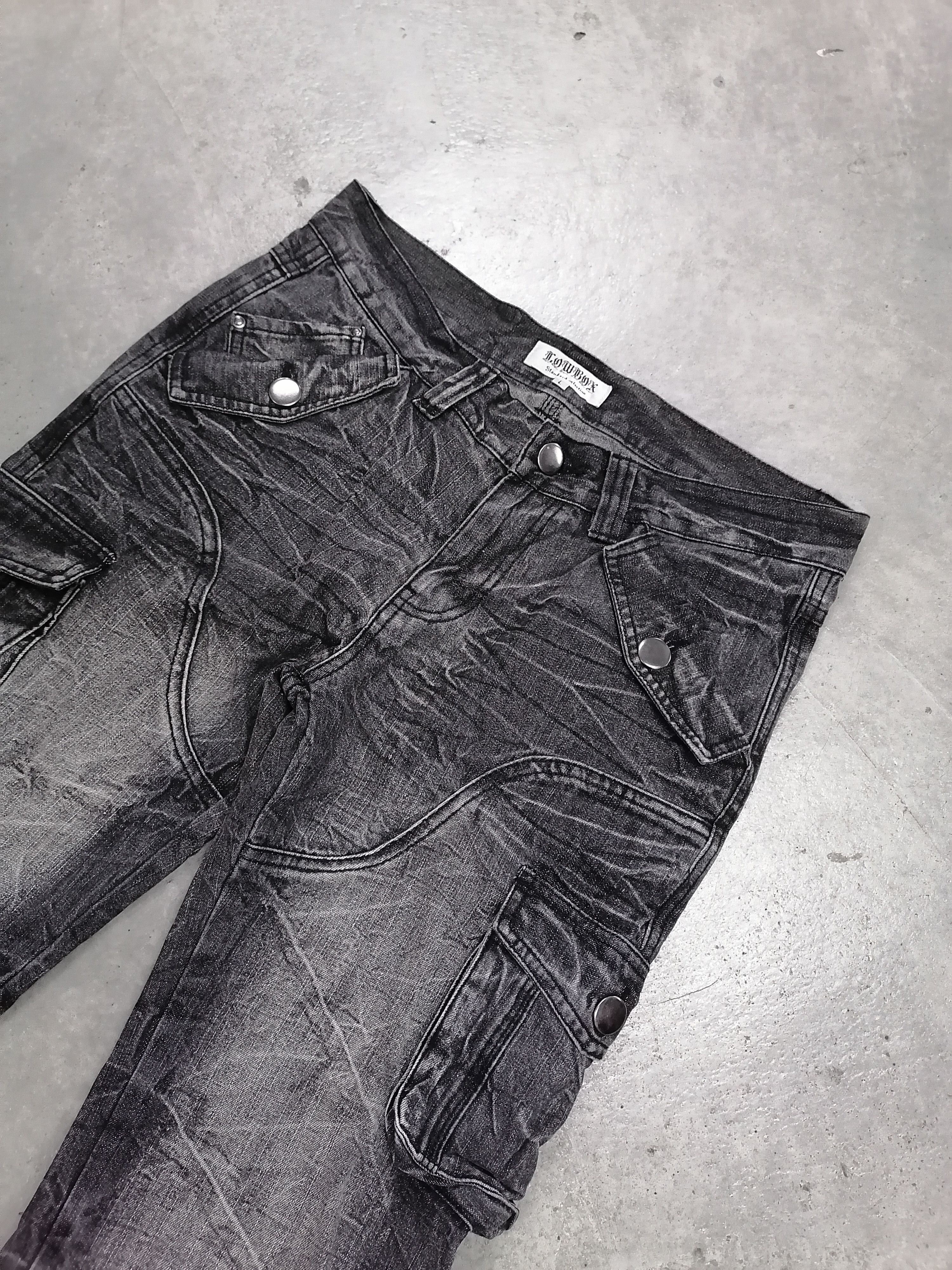 LOWBOX Flare Jeans Lowbox Claw Mark Fringe Multipocket Denim Pants Size US 32 / EU 48 - 4 Thumbnail